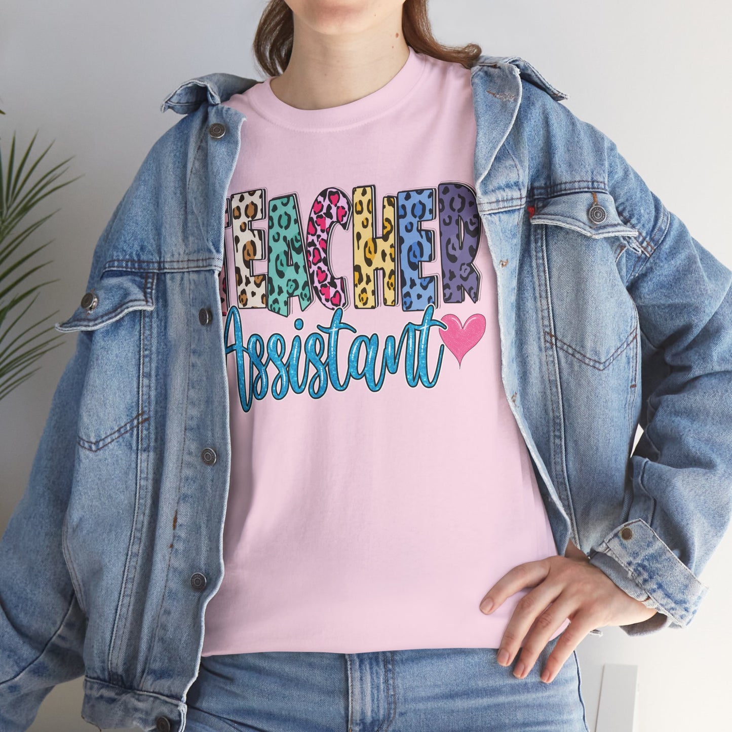 Teacher Assistant Leopard Print Tee — Gildan Heavy Cotton