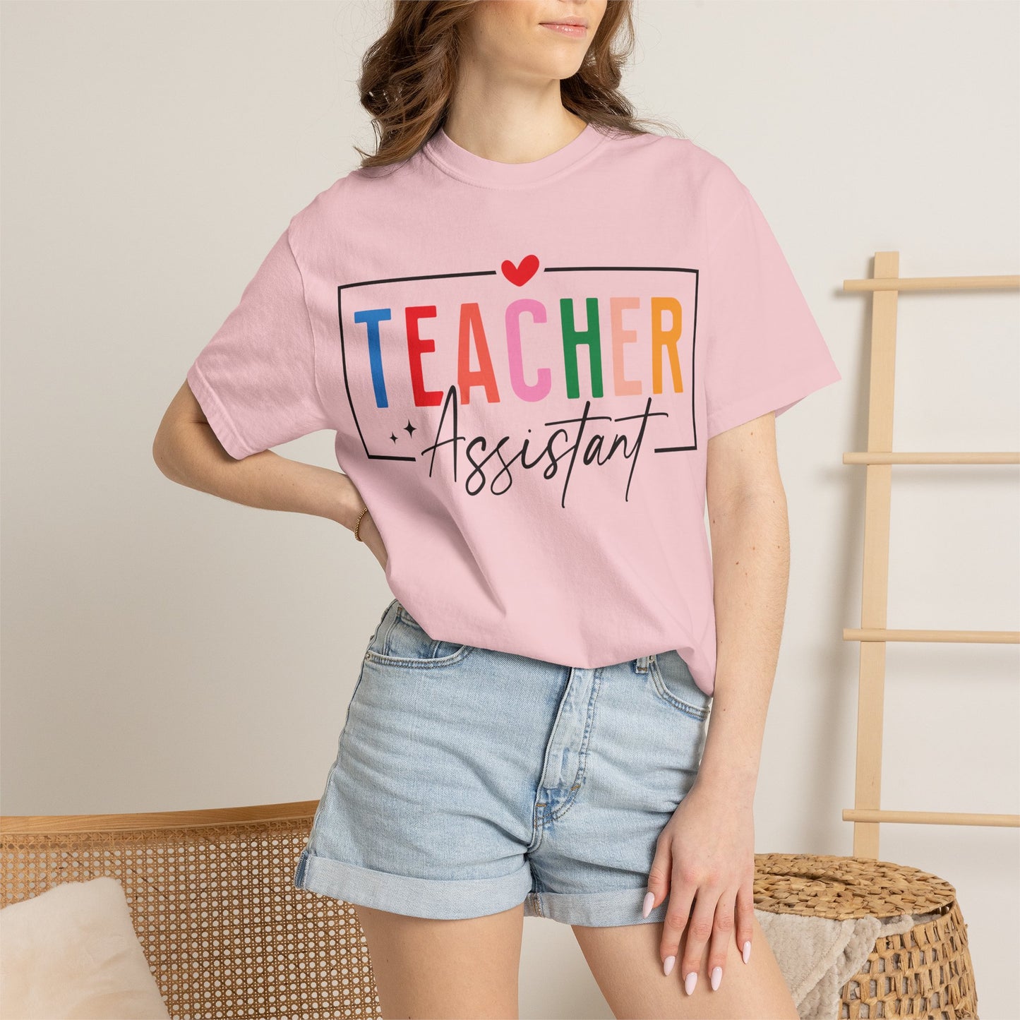 Teacher Assistant Colorful Light Tee — Comfort Colors
