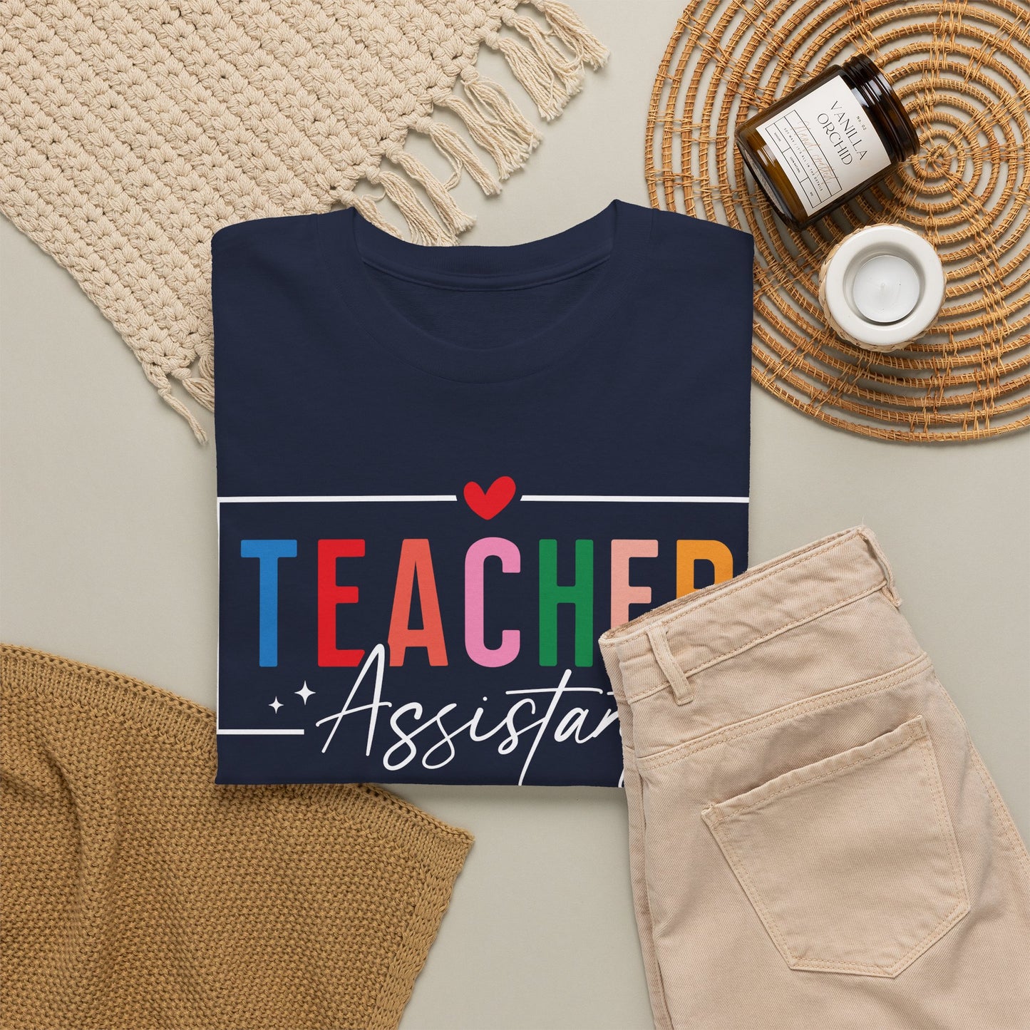 Teacher Assistant Colorful Dark Tee — Gildan Heavy Cotton