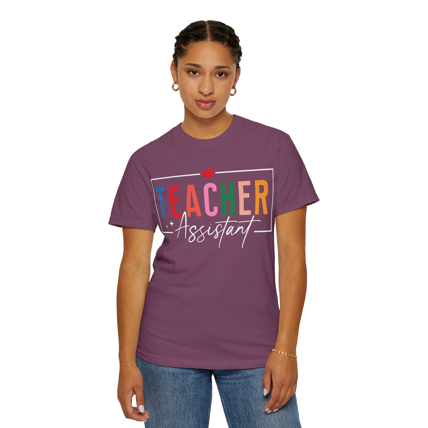Teacher Assistant Colorful Dark Tee — Comfort Colors