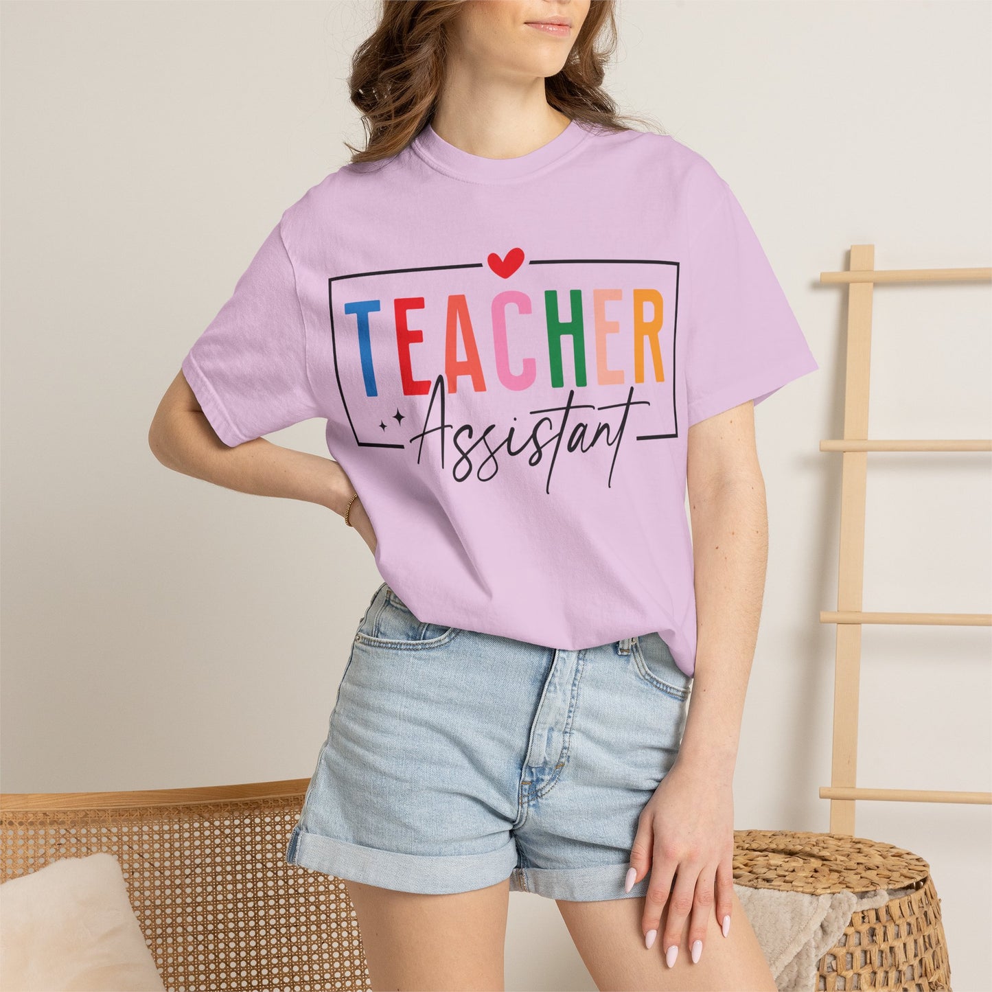 Teacher Assistant Colorful Light Tee — Comfort Colors