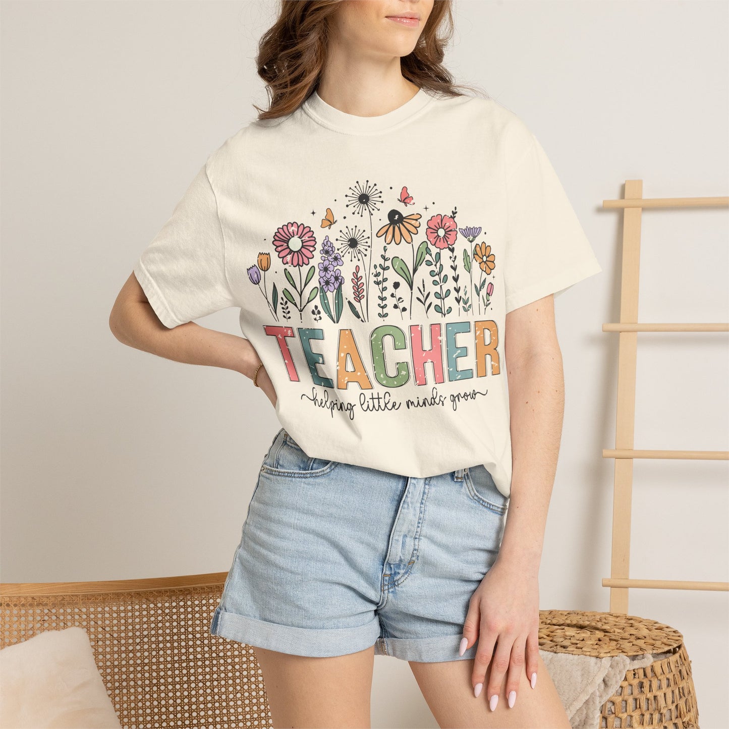 Teacher Floral T‑Shirt — Comfort Colors
