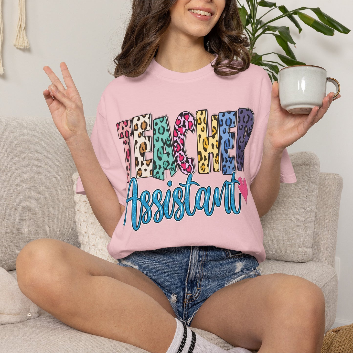 Teacher Assistant Leopard Print Tee -- Comfort Colors