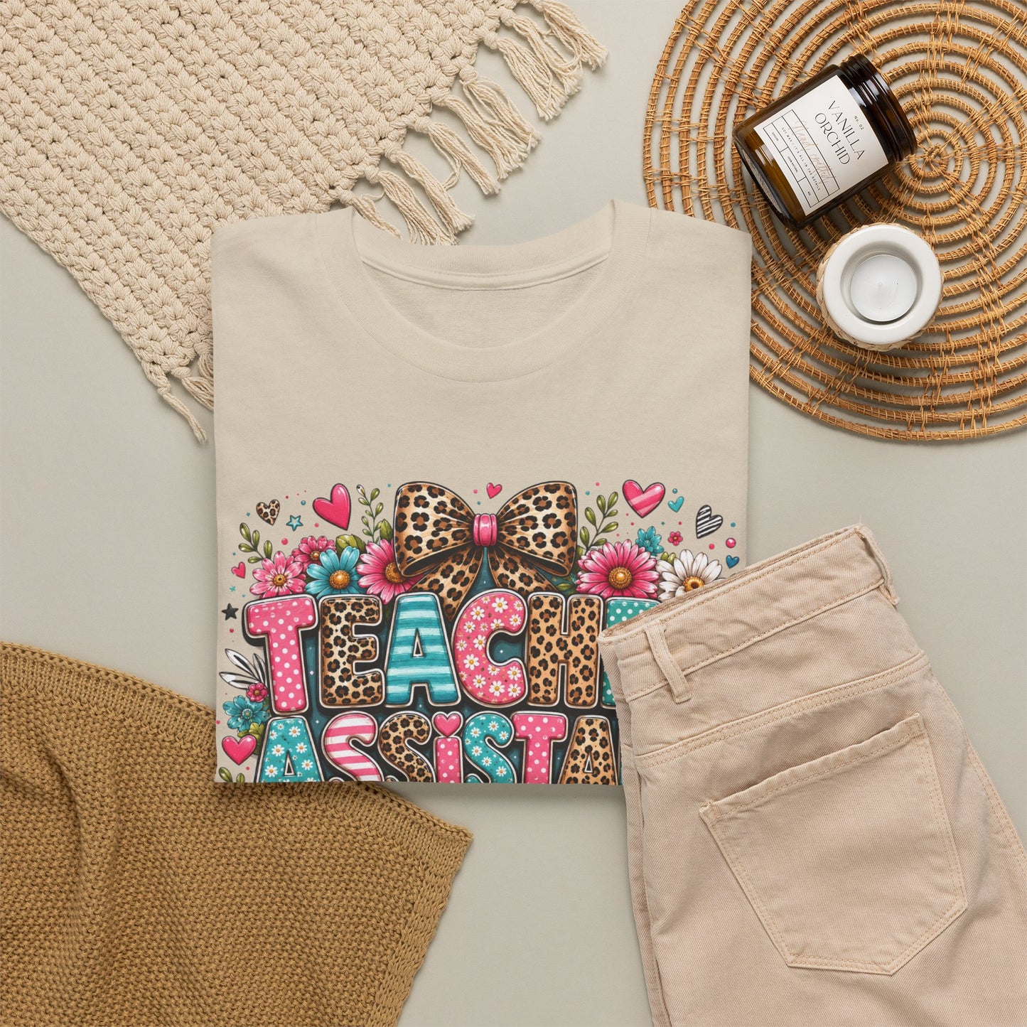 Floral & Leopard Teacher Assistant Tee — Gildan Heavy Cotton