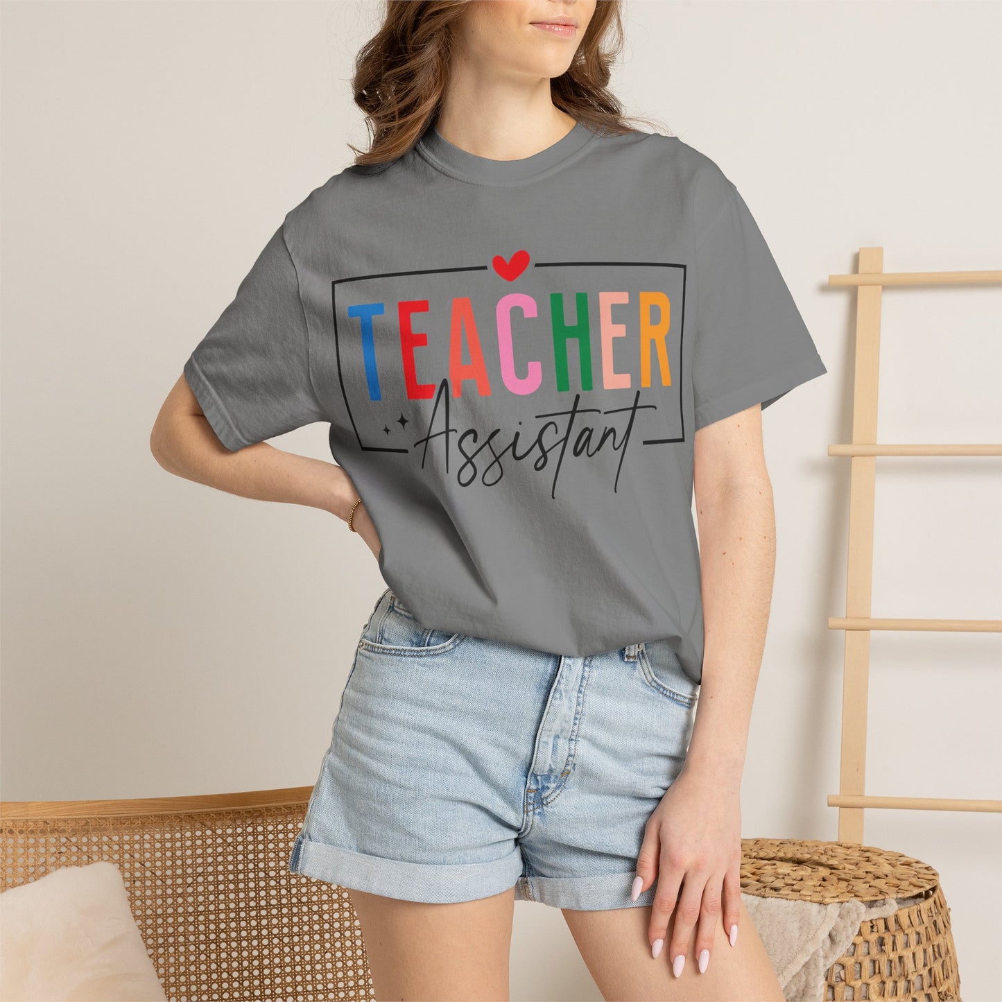 Teacher Assistant Colorful Light Tee — Comfort Colors