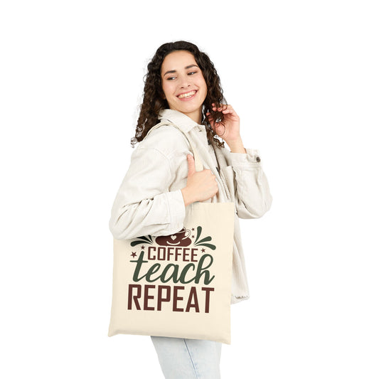 Coffee Teach Repeat Canvas Tote Bag