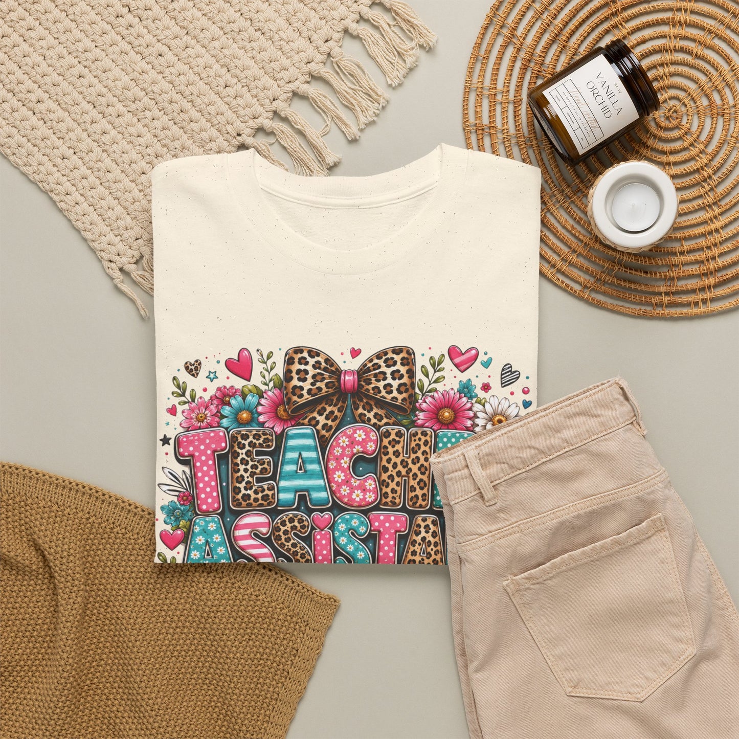 Floral & Leopard Teacher Assistant Tee — Gildan Heavy Cotton