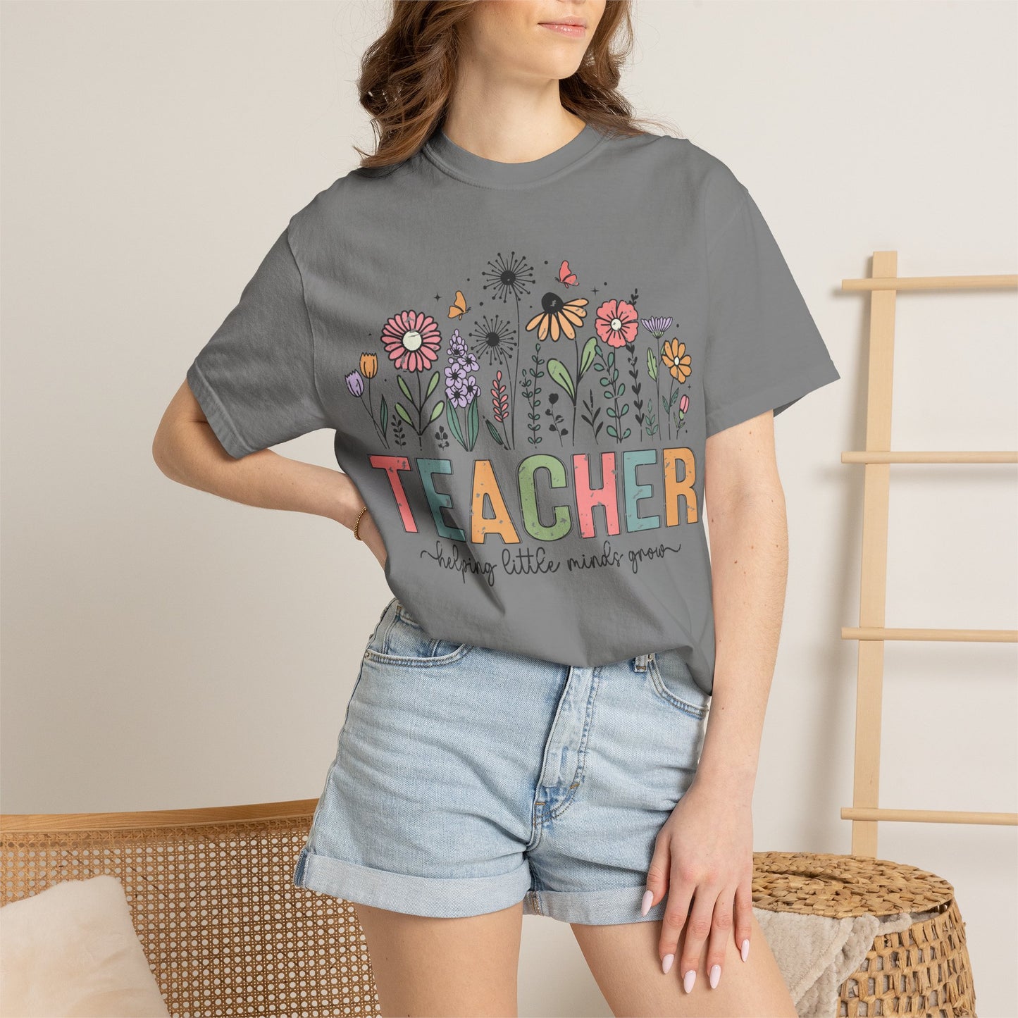 Teacher Floral T‑Shirt — Comfort Colors