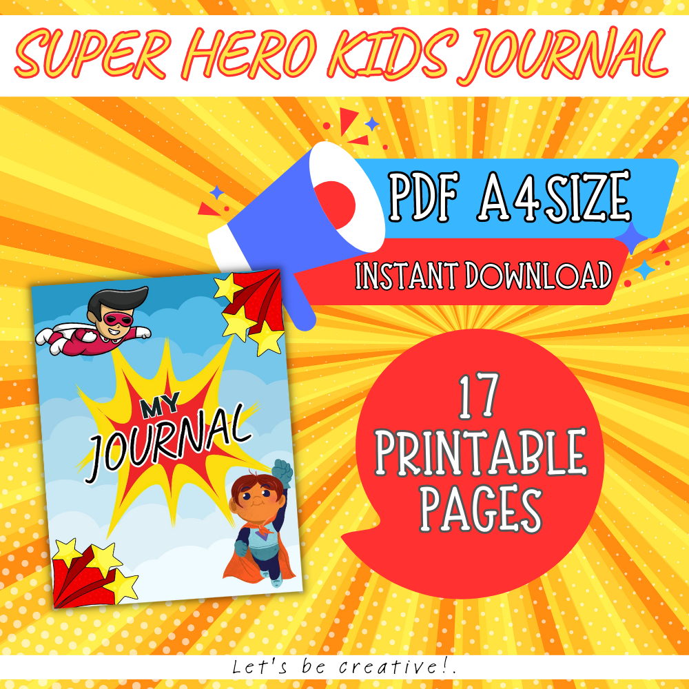 Super Hero Kids Journal | Printable Activity & Reflection Workbook for Kids