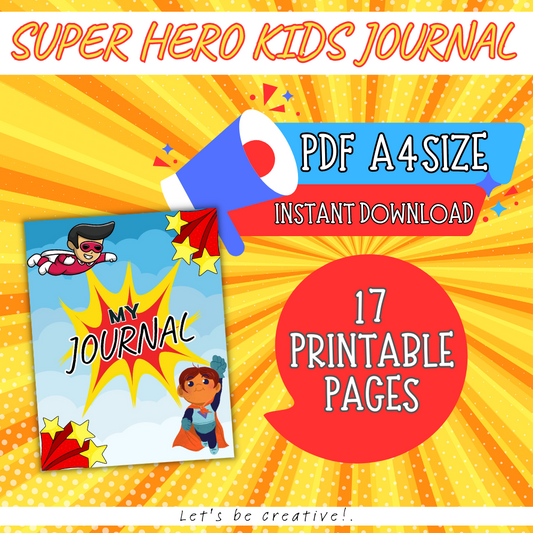 Super Hero Kids Journal | Printable Activity & Reflection Workbook for Kids
