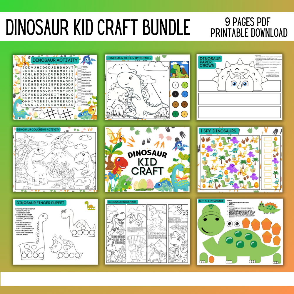 🦕 FREE Dinosaur Kids Craft Bundle (Printable PDF)