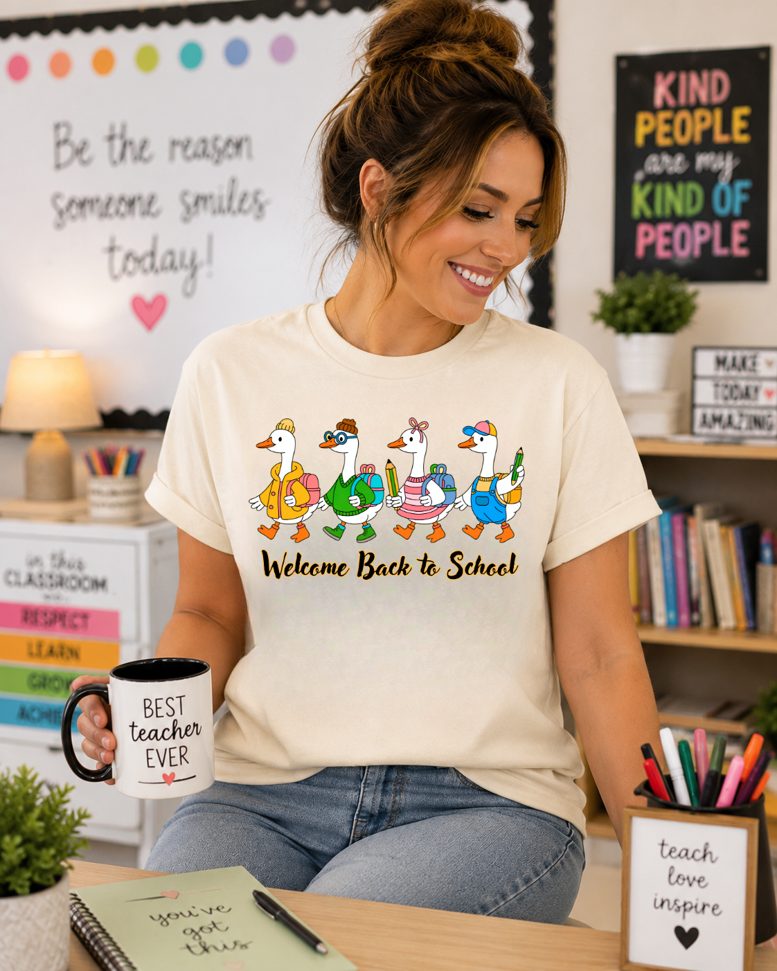 Welcome Back to School Ducks Tee - Gildan Heavy Cotton