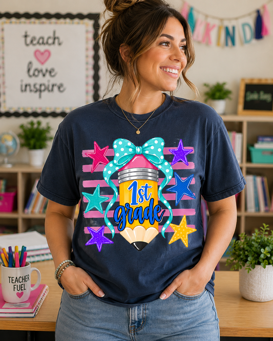 1st Grade Pencil Tee - Comfort Colors