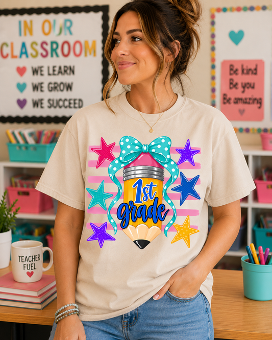 1st Grade Pencil Tee - Gildan Heavy Cotton