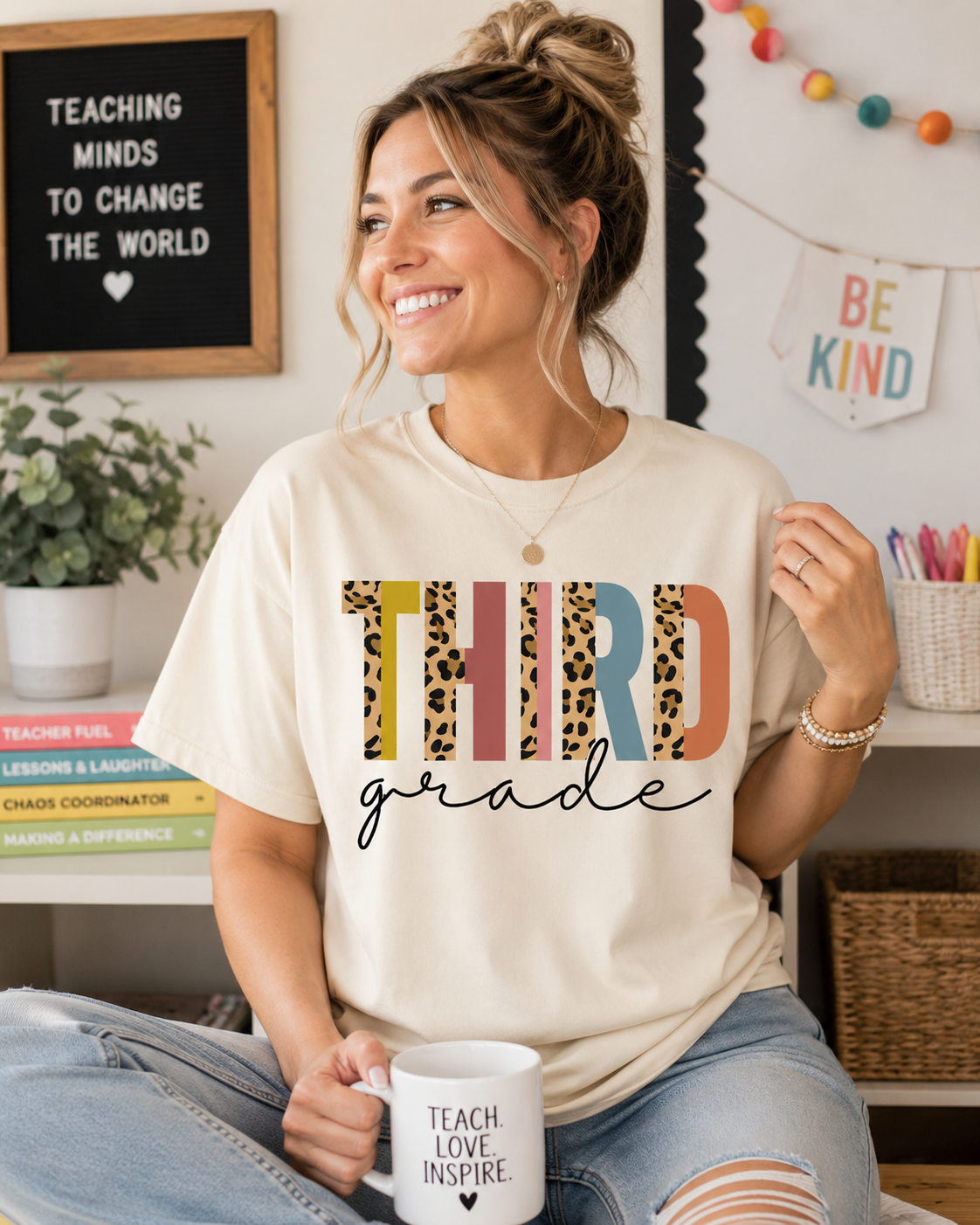 Third Grade Leopard Tee - Gildan Heavy Cotton