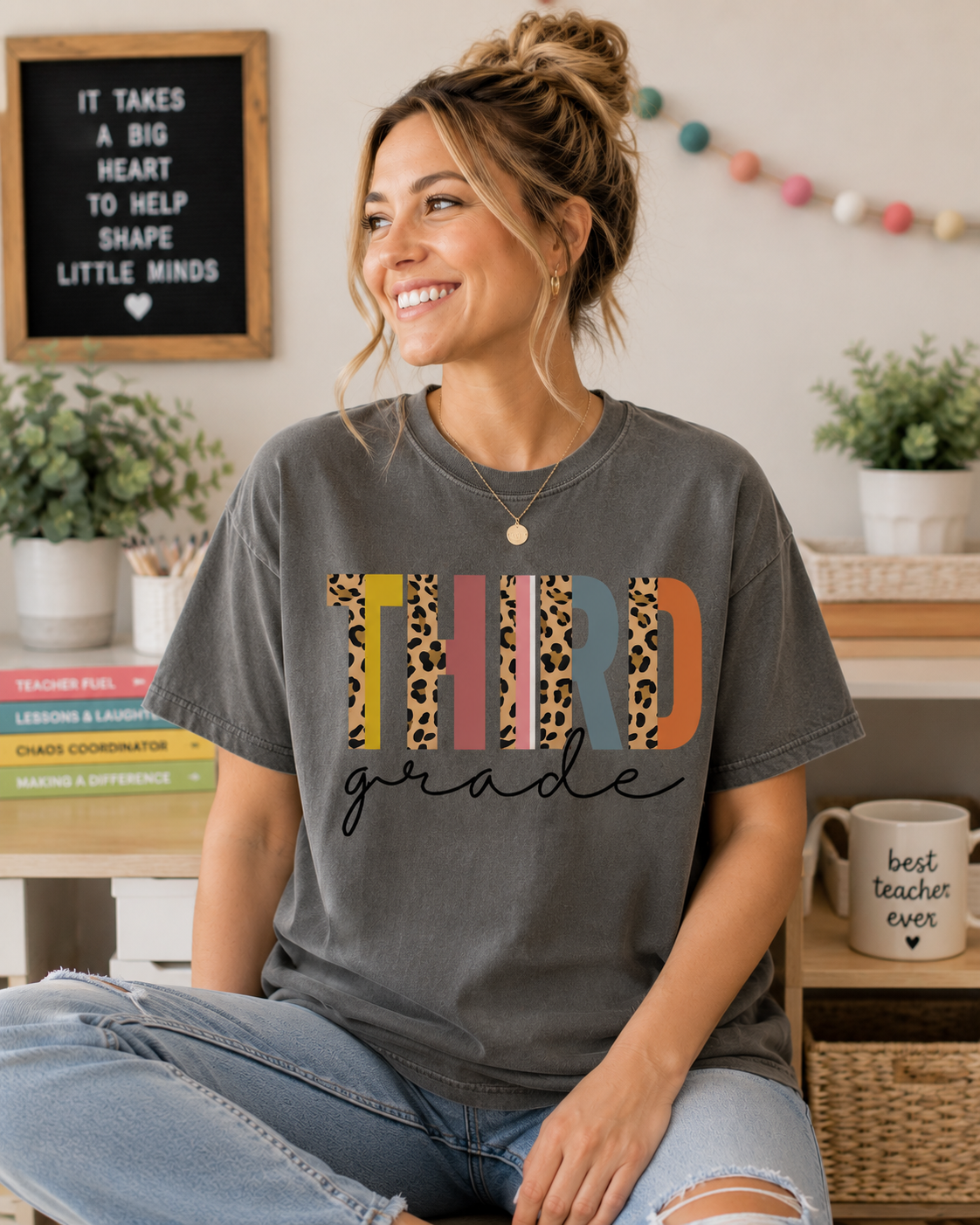 Third Grade Leopard Stripe Tee - Comfort Colors