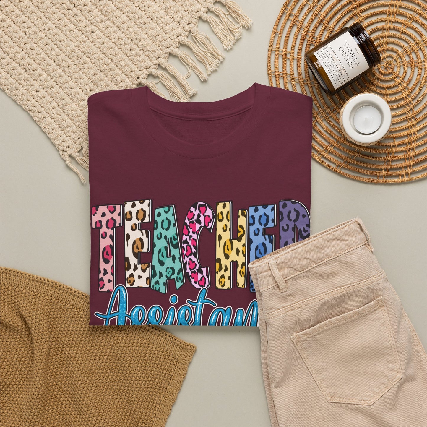 Teacher Assistant Leopard Print Tee — Gildan Heavy Cotton