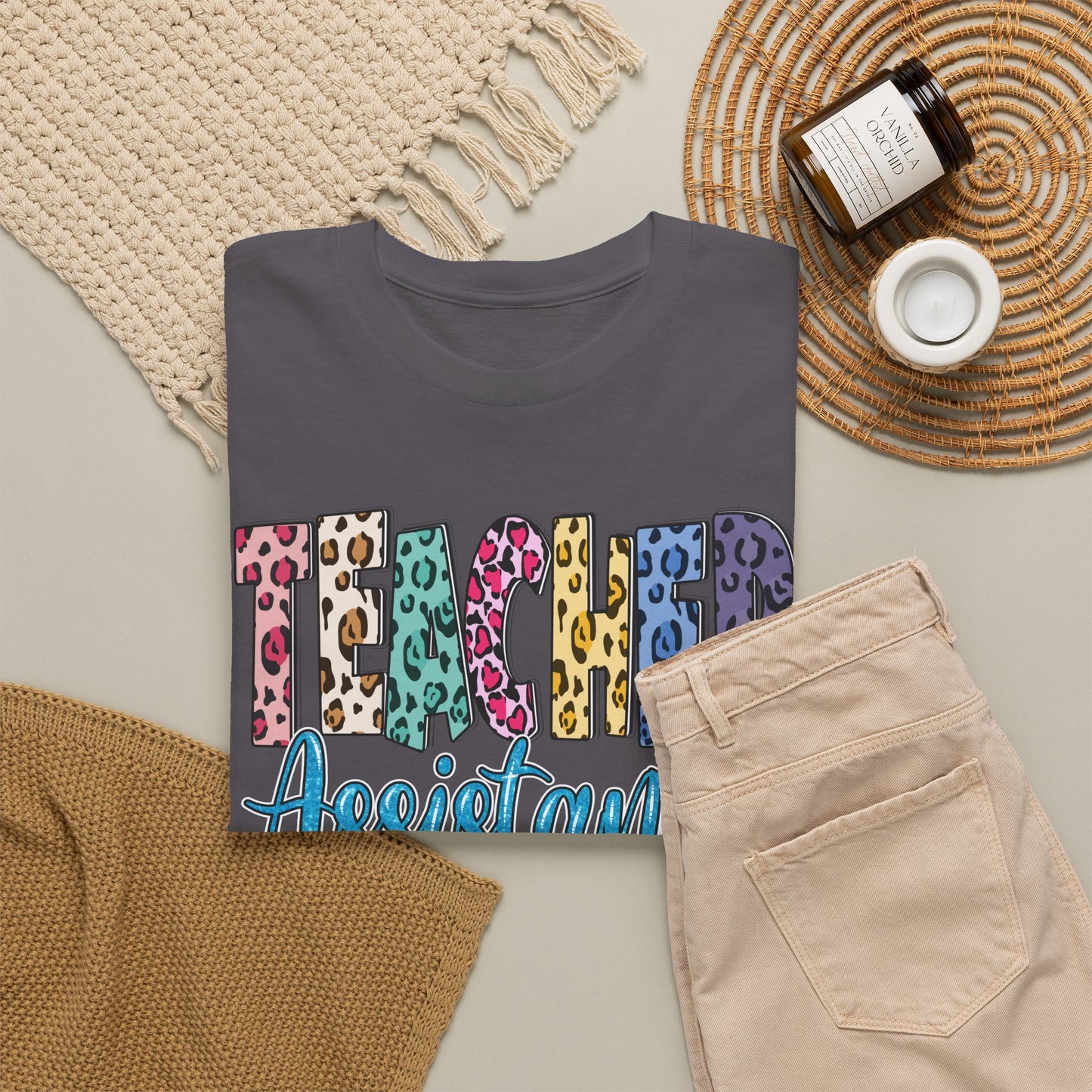 Teacher Assistant Leopard Print Tee — Gildan Heavy Cotton