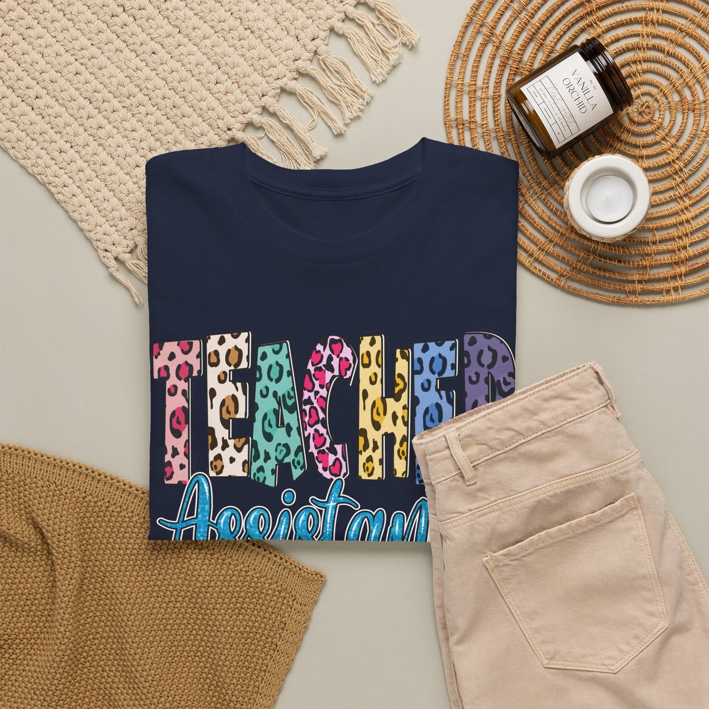 Teacher Assistant Leopard Print Tee — Gildan Heavy Cotton