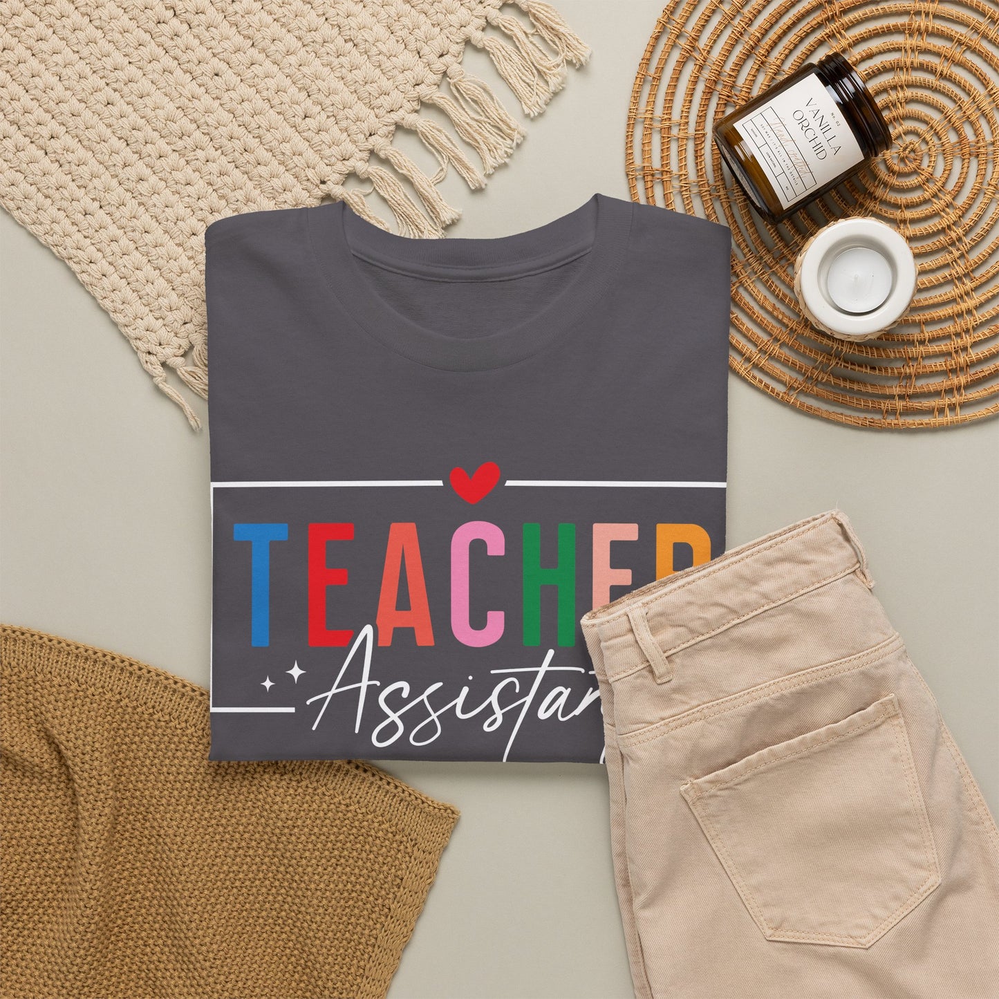 Teacher Assistant Colorful Dark Tee — Gildan Heavy Cotton