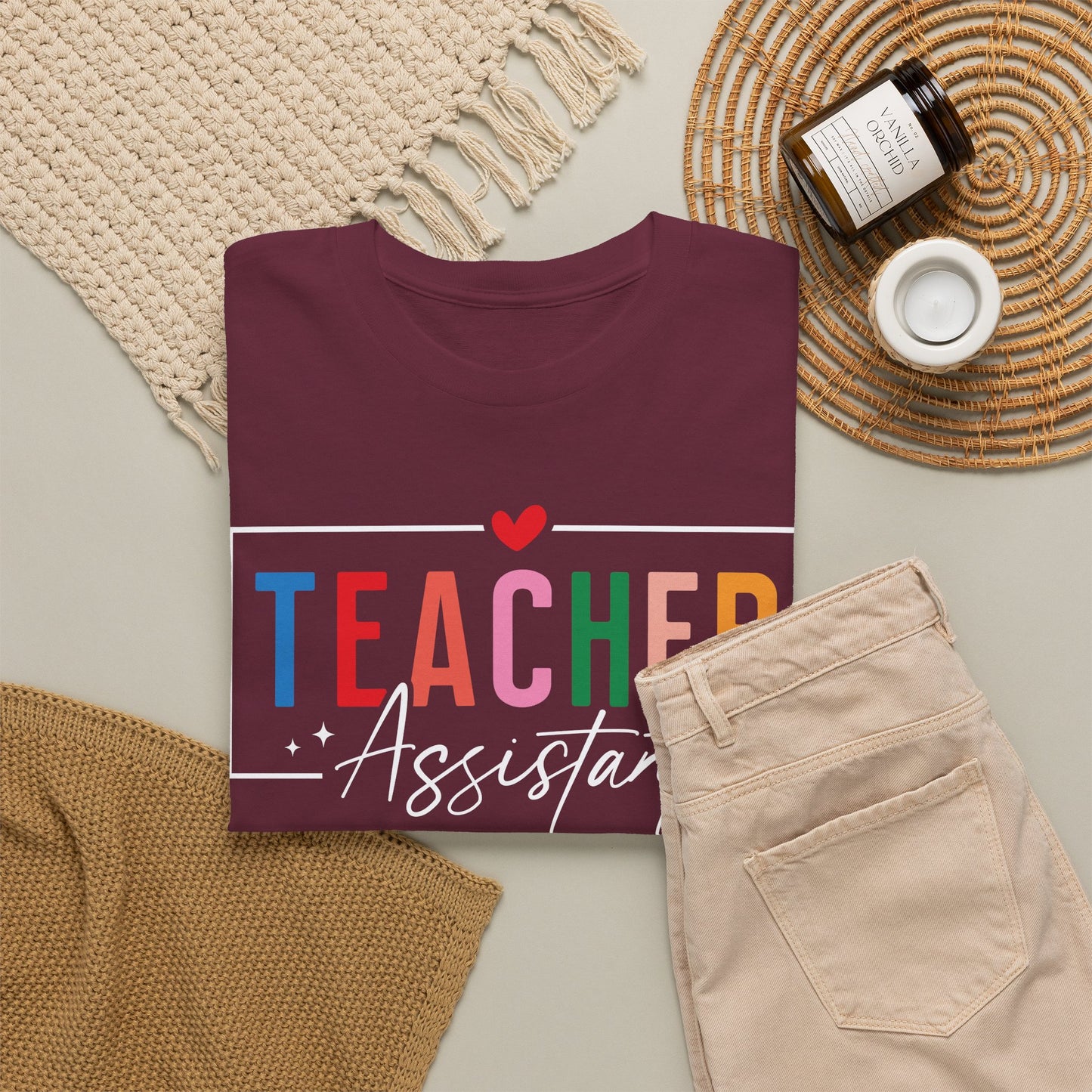 Teacher Assistant Colorful Dark Tee — Gildan Heavy Cotton