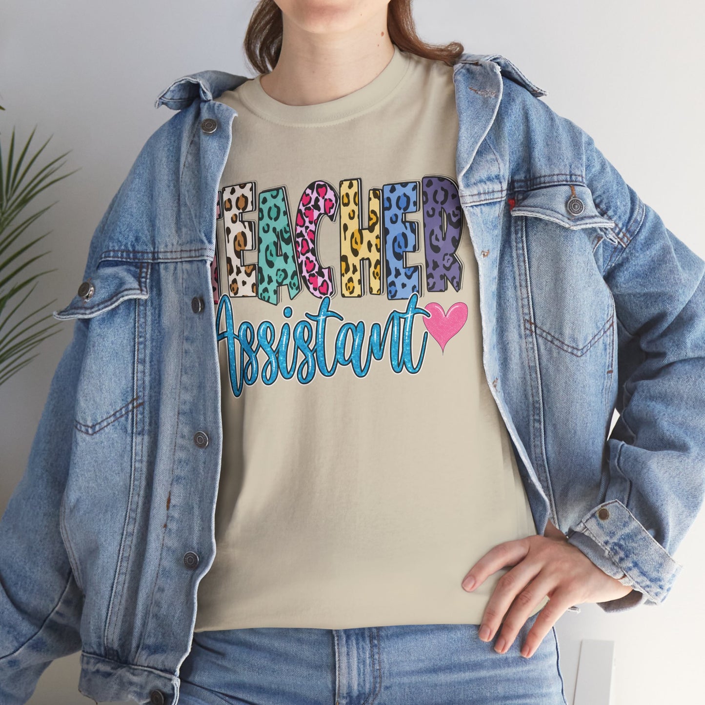 Teacher Assistant Leopard Print Tee — Gildan Heavy Cotton