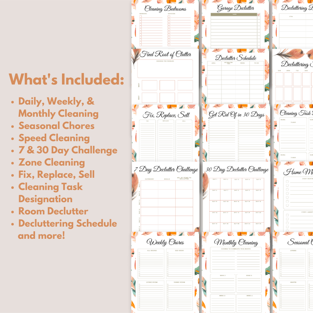 Cleaning & Decluttering Planner | Printable PDF Organizer