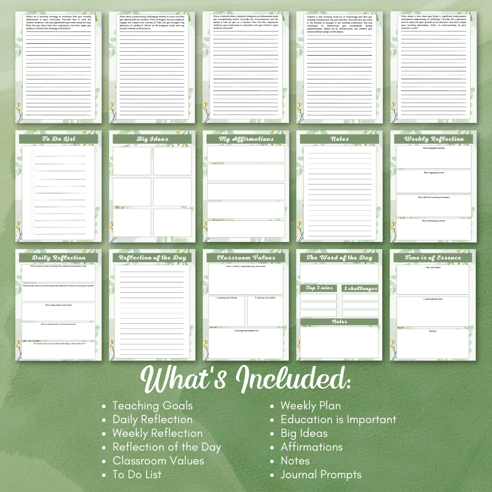 Teacher's Reflection Journal – Printable PDF Download