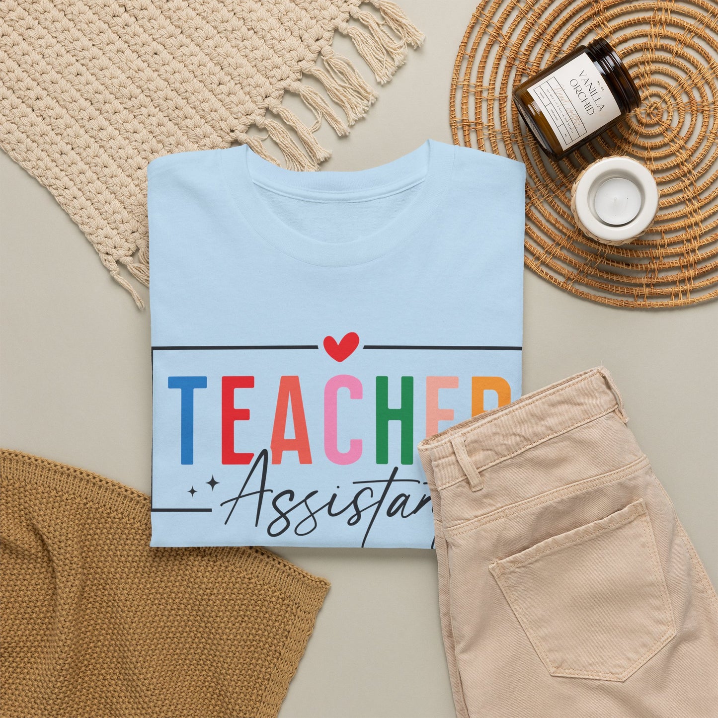 Teacher Assistant Colorful Light Tee — Gildan Heavy Cotton