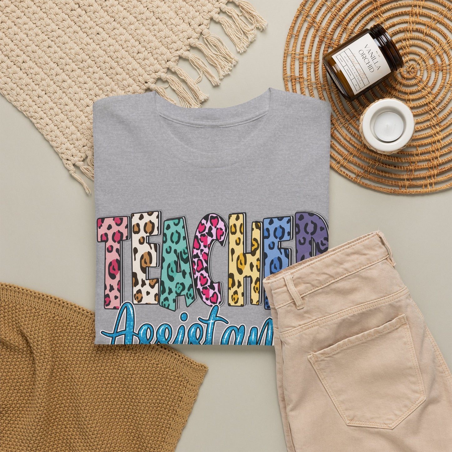 Teacher Assistant Leopard Print Tee — Gildan Heavy Cotton