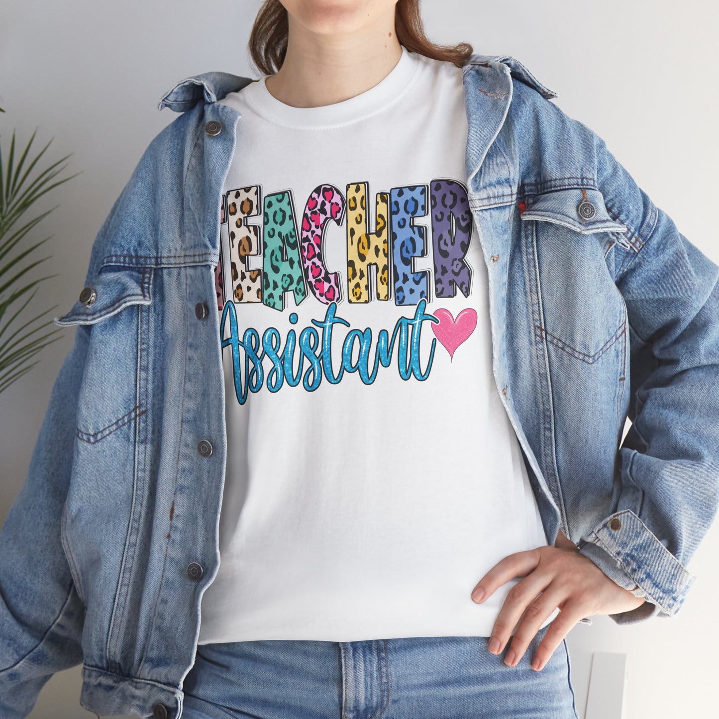 Teacher Assistant Leopard Print Tee — Gildan Heavy Cotton