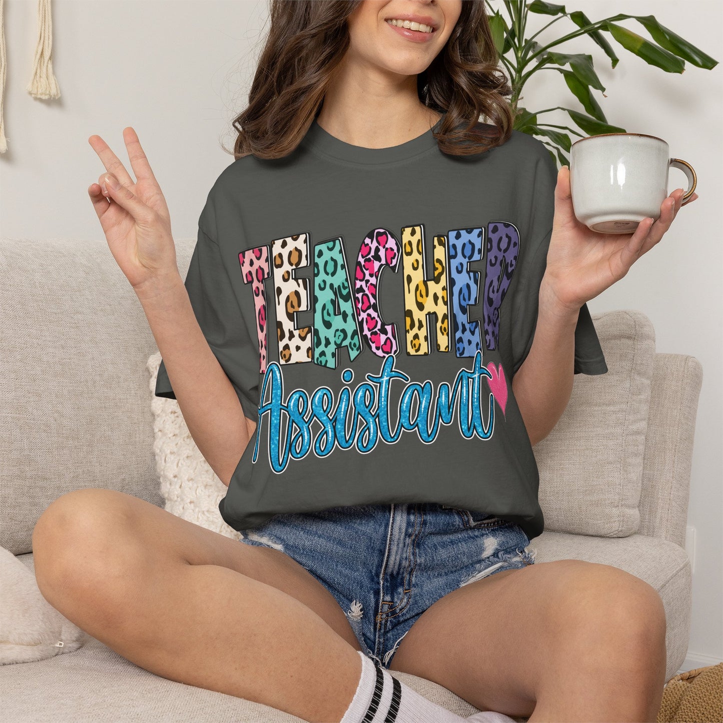 Teacher Assistant Leopard Print Tee -- Comfort Colors