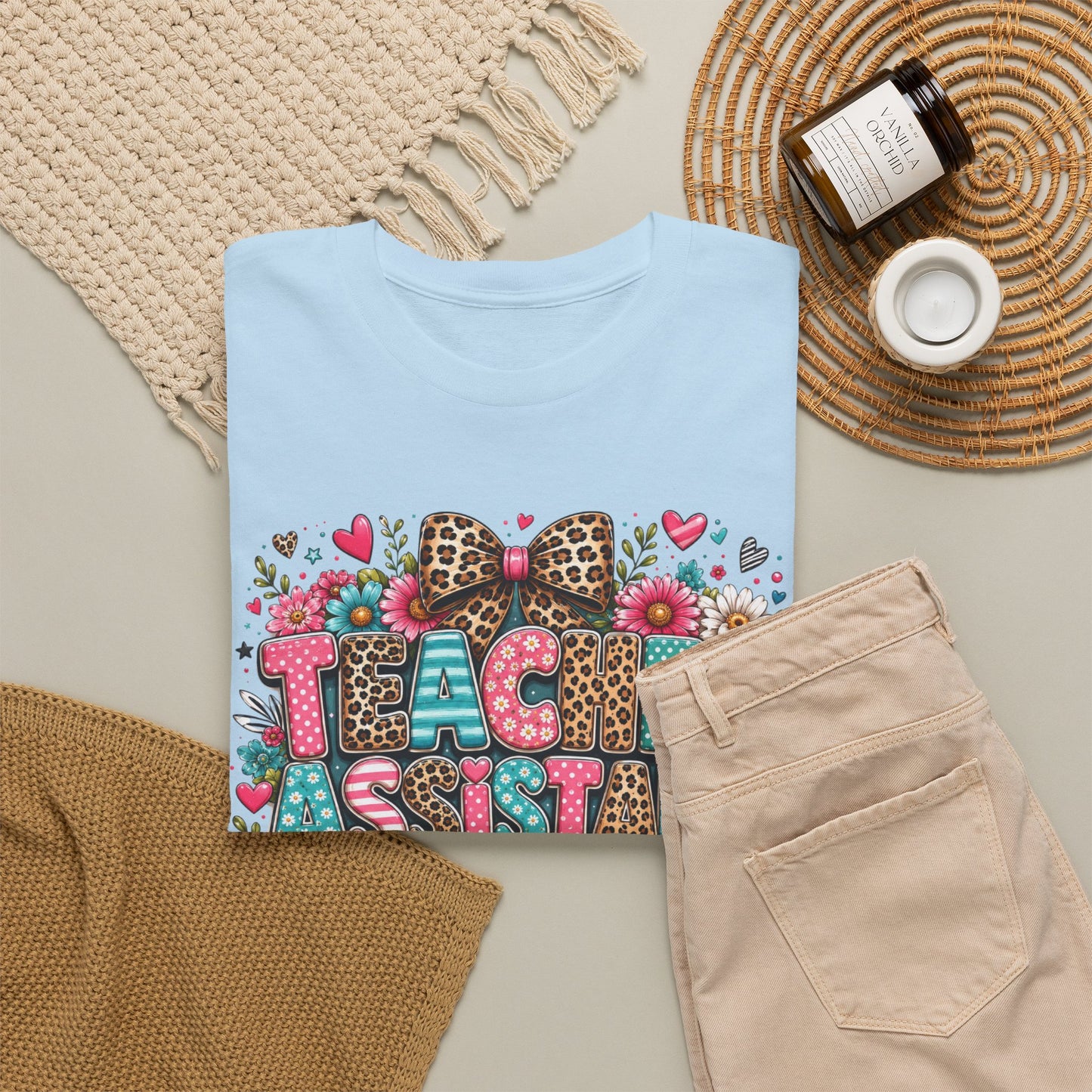 Floral & Leopard Teacher Assistant Tee — Gildan Heavy Cotton