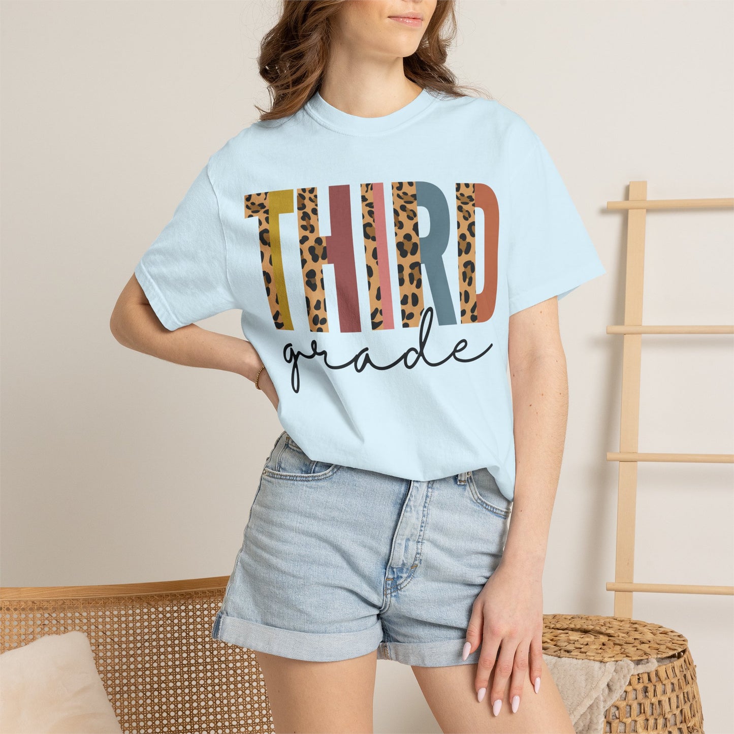 Third Grade Leopard Stripe Tee - Comfort Colors