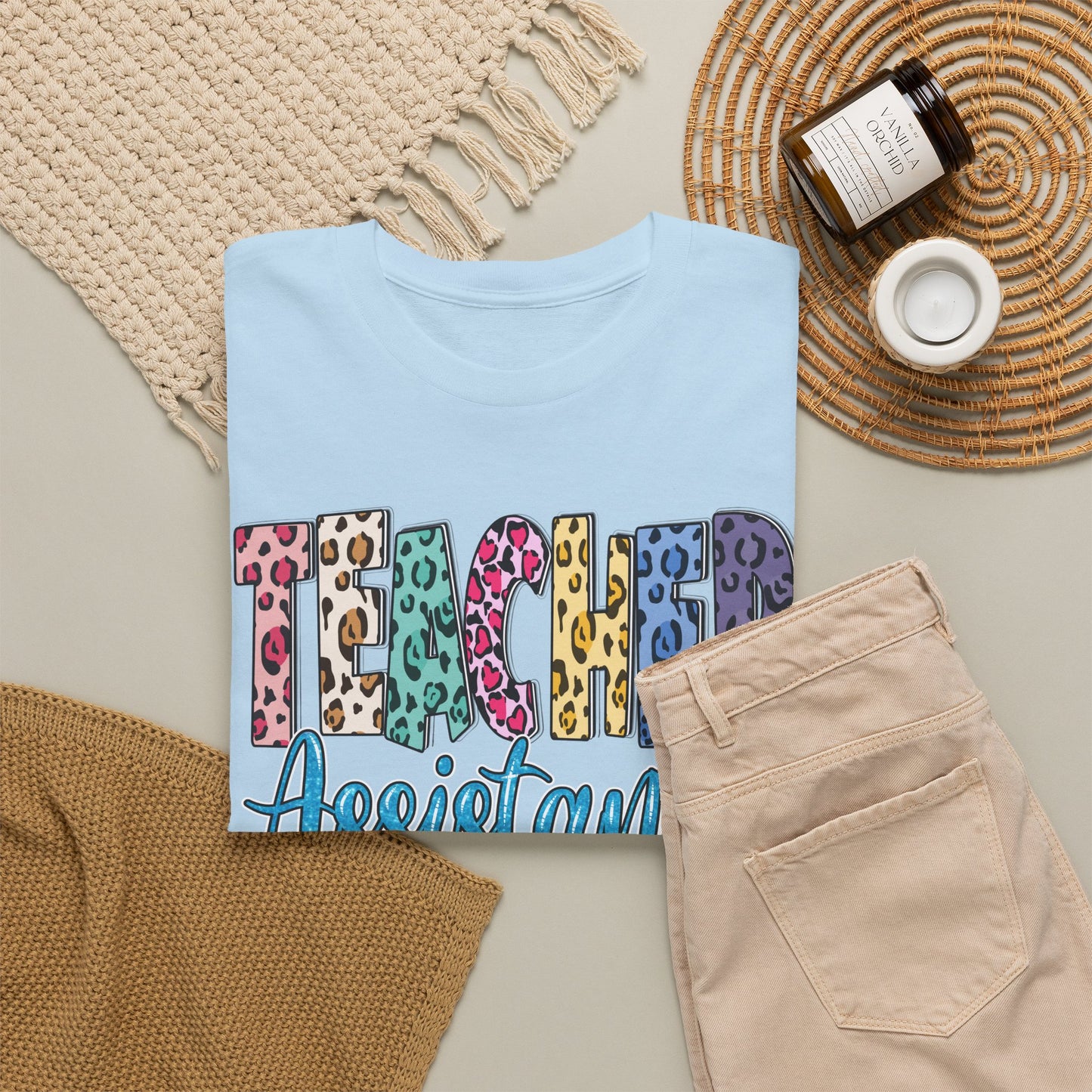 Teacher Assistant Leopard Print Tee — Gildan Heavy Cotton
