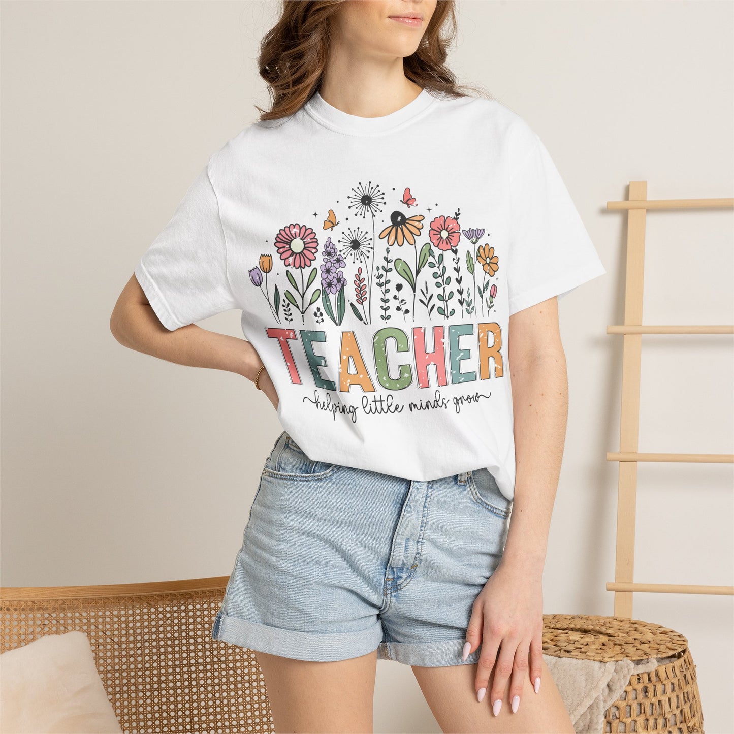 Teacher Floral T‑Shirt — Comfort Colors