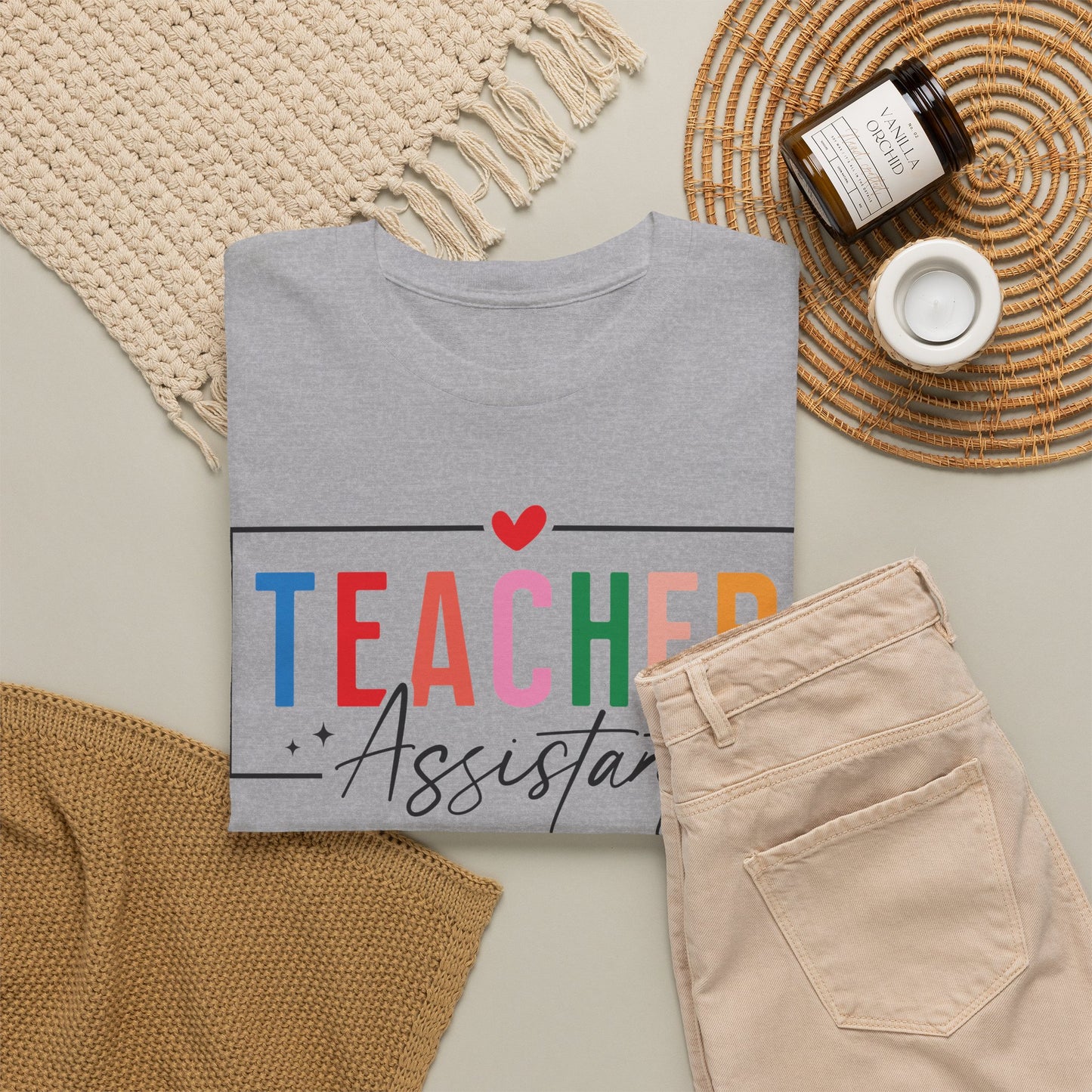 Teacher Assistant Colorful Light Tee — Gildan Heavy Cotton