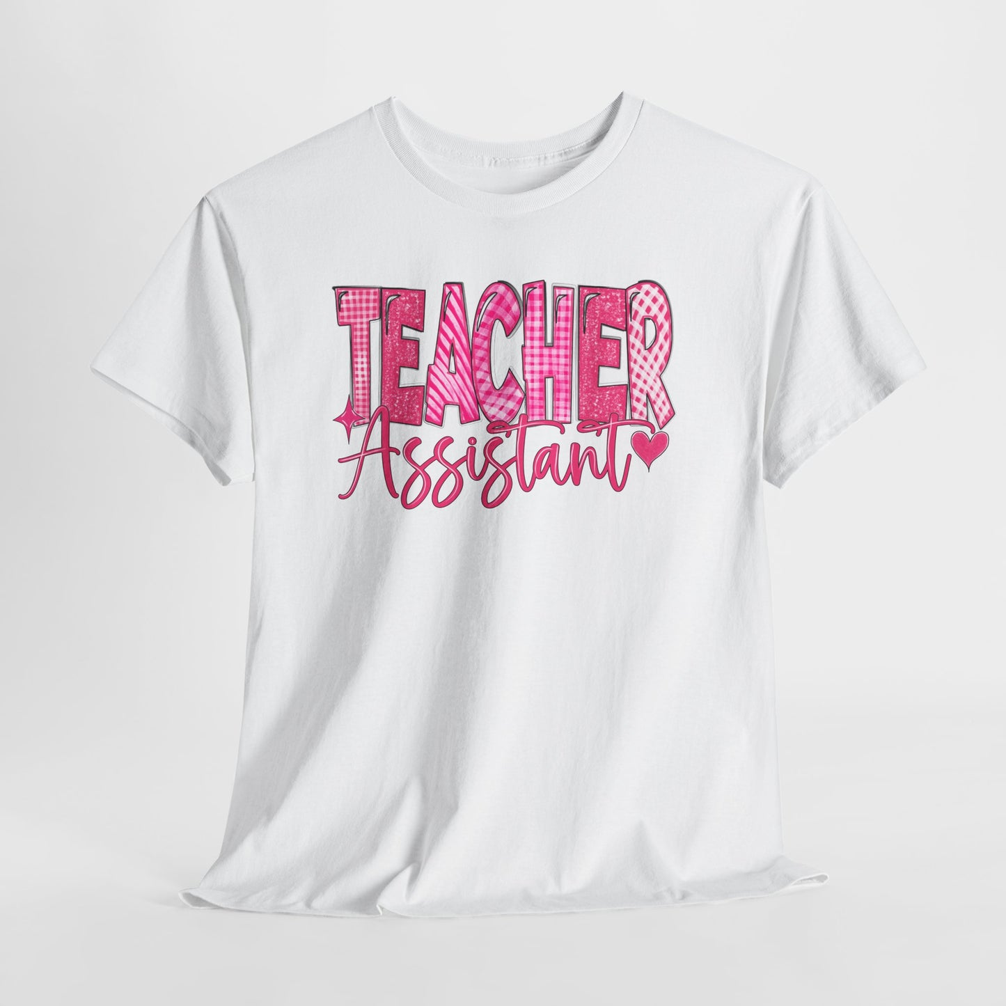 Pink Heart Teacher Assistant Tee — Gildan Heavy Cotton
