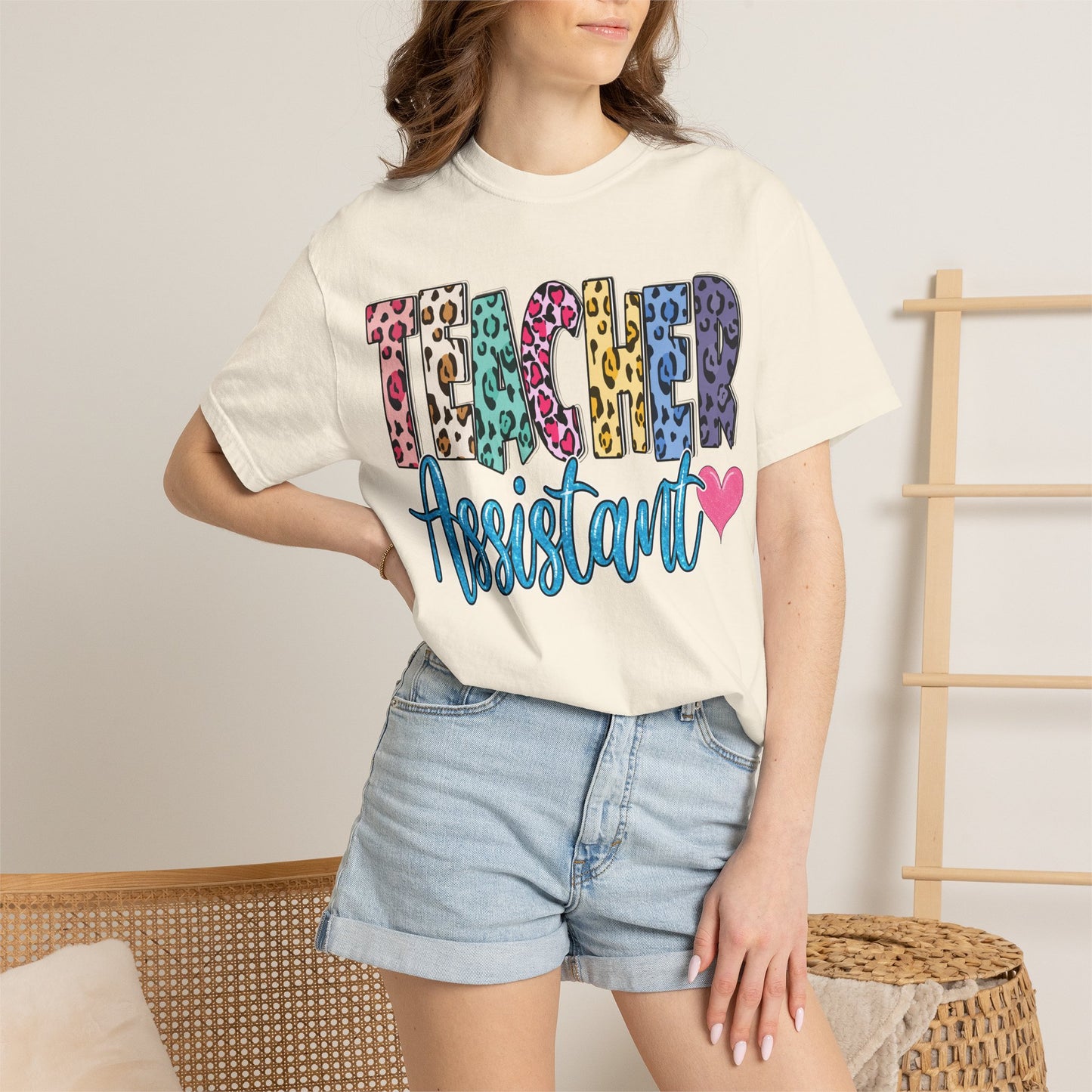 Teacher Assistant Leopard Print Tee -- Comfort Colors