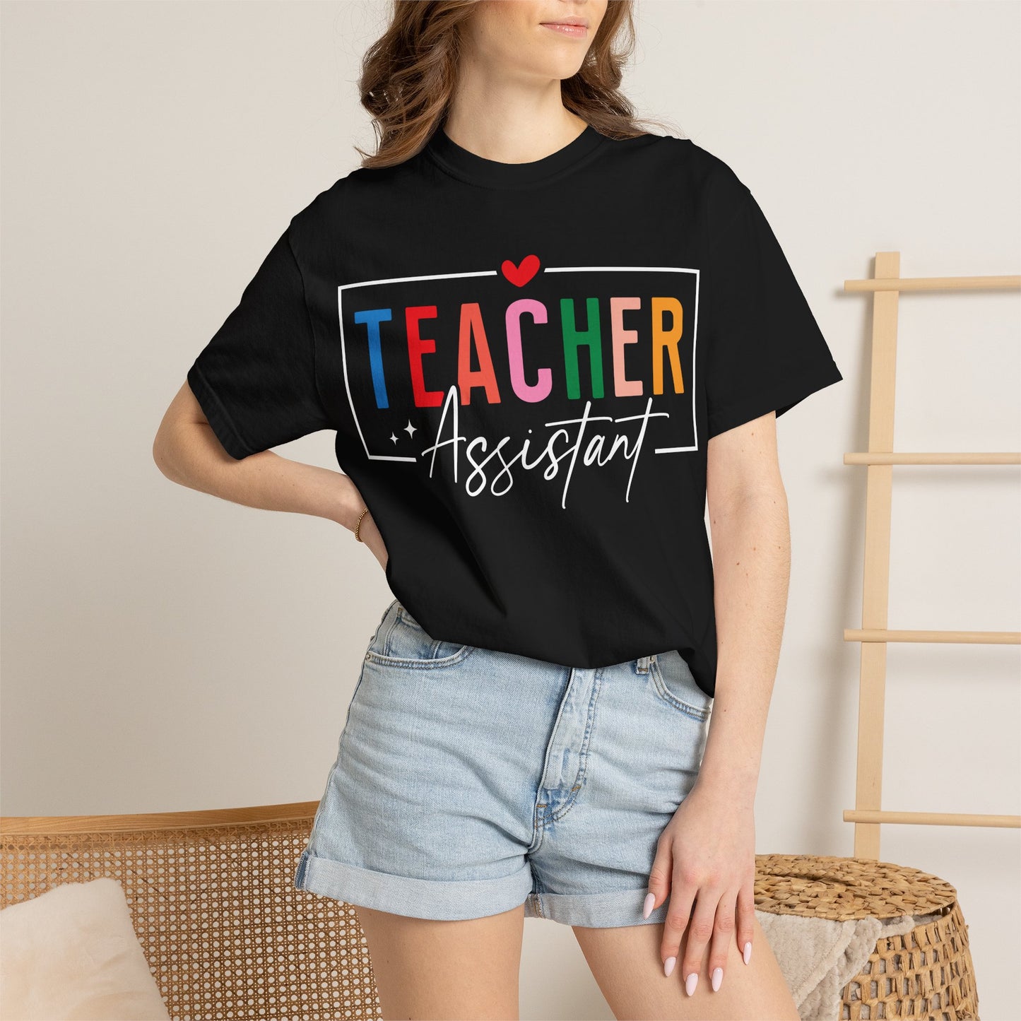 Teacher Assistant Colorful Dark Tee — Comfort Colors