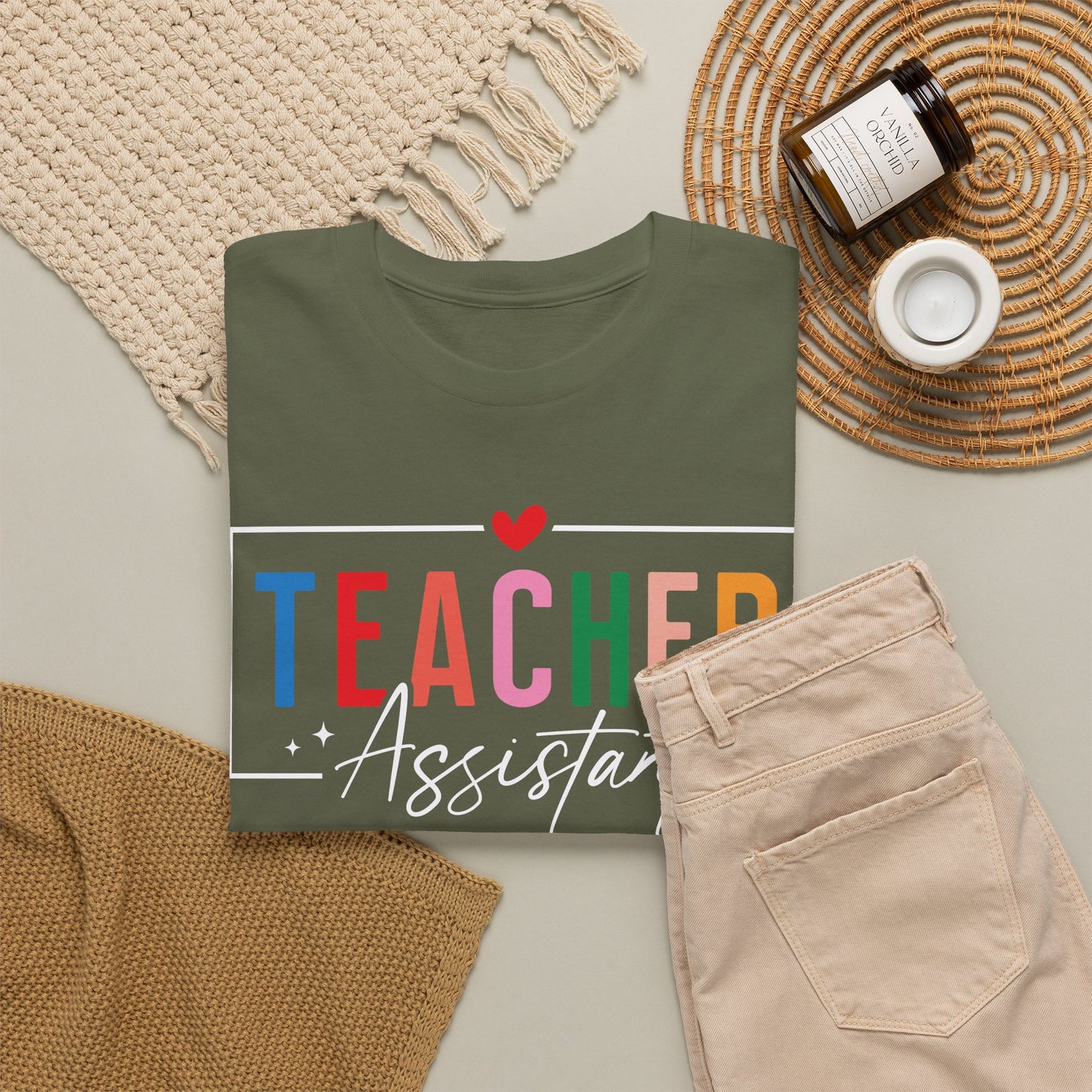 Teacher Assistant Colorful Dark Tee — Gildan Heavy Cotton