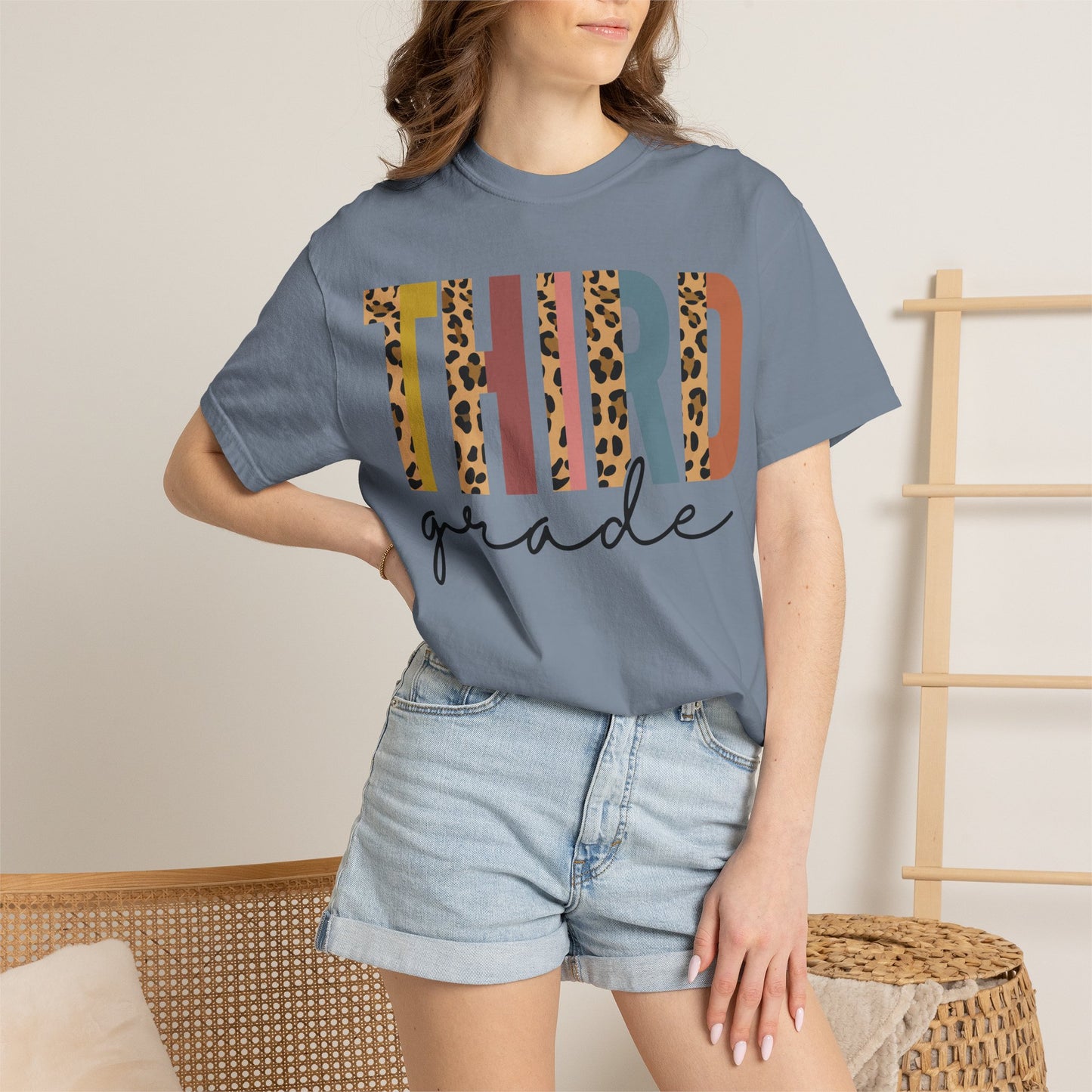 Third Grade Leopard Stripe Tee - Comfort Colors