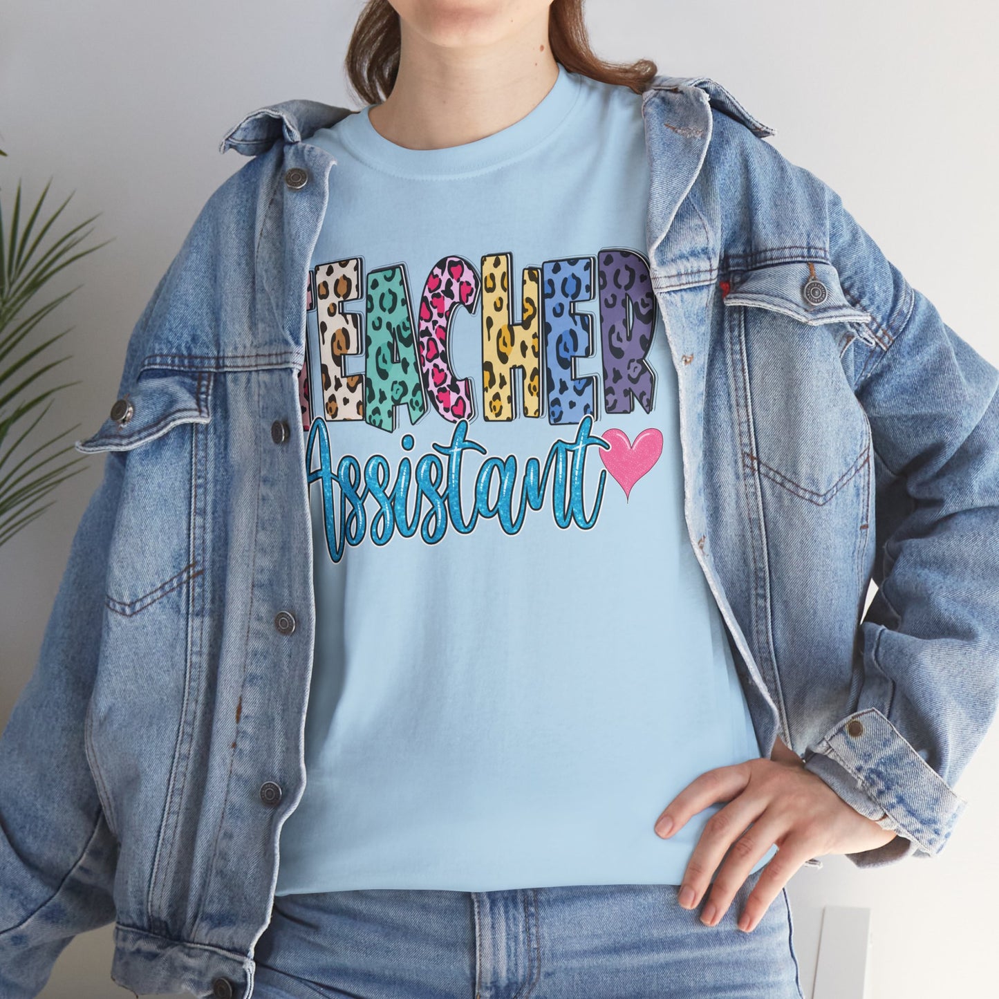 Teacher Assistant Leopard Print Tee — Gildan Heavy Cotton