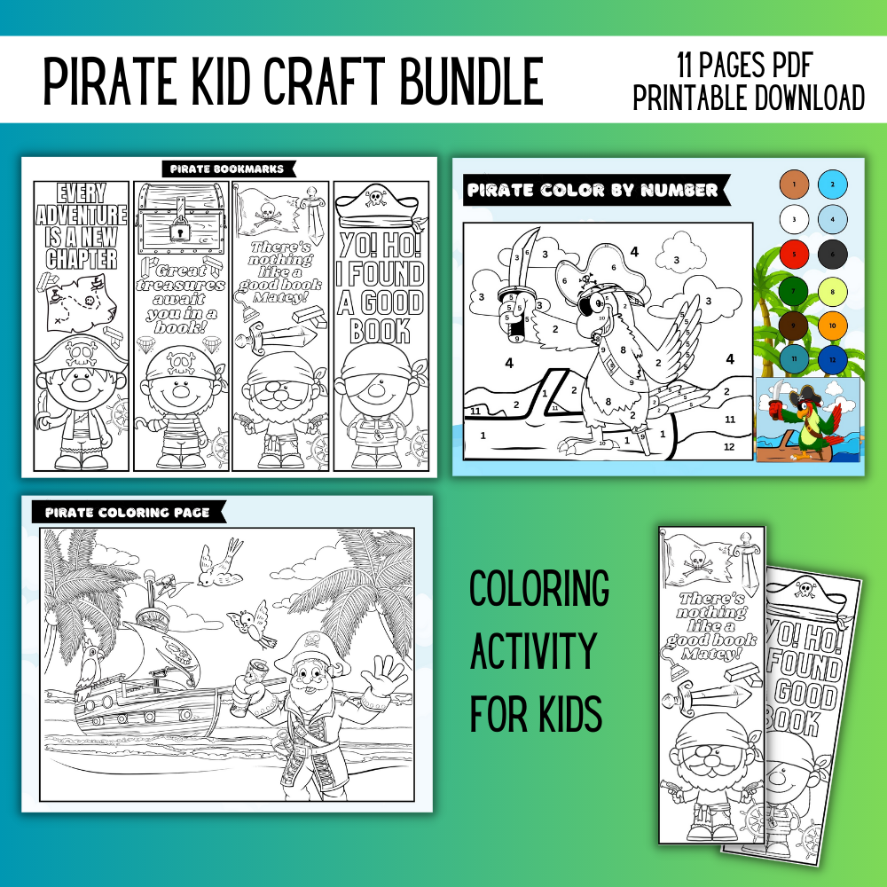 🏴‍☠️ Pirate Kid Craft Bundle – 11 Printable PDF Activities