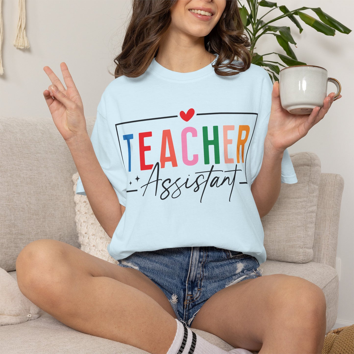 Teacher Assistant Colorful Light Tee — Comfort Colors