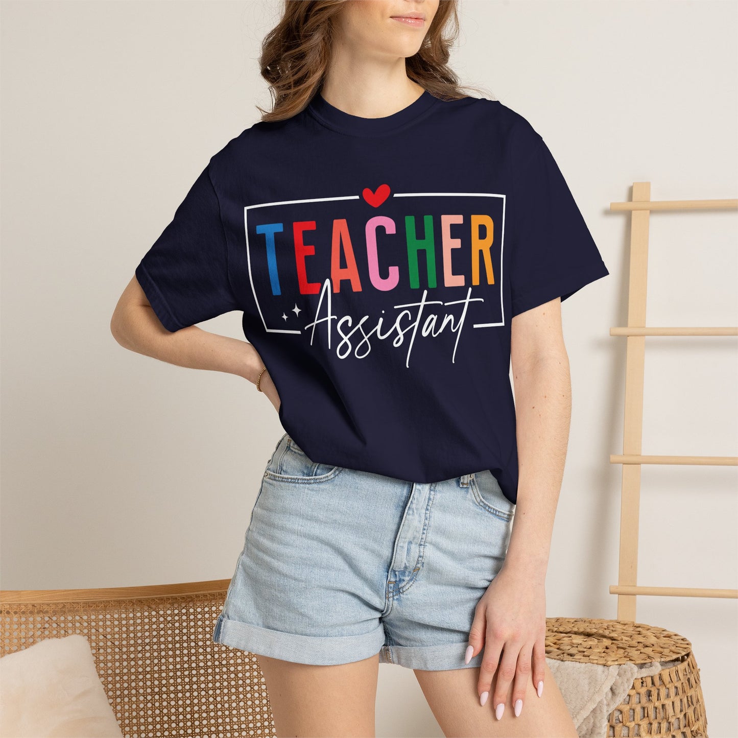 Teacher Assistant Colorful Dark Tee — Comfort Colors