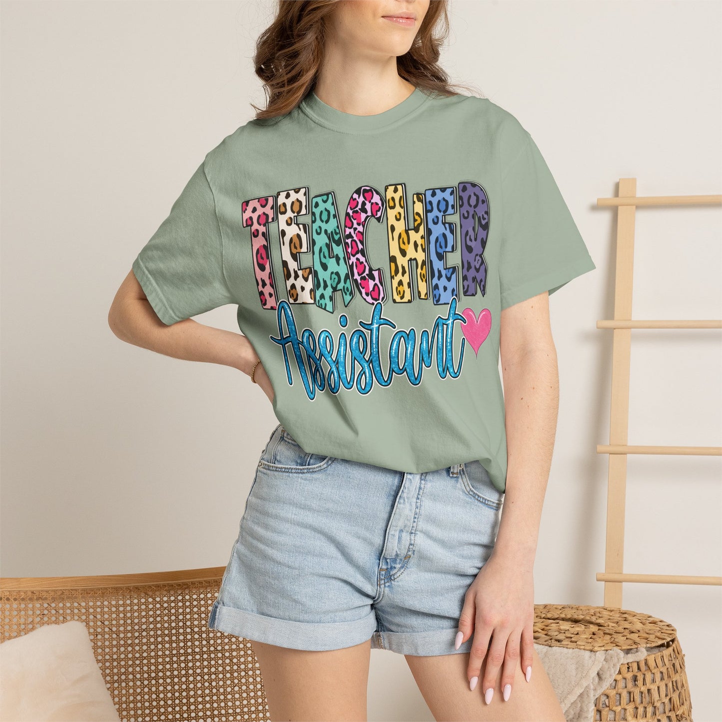 Teacher Assistant Leopard Print Tee -- Comfort Colors