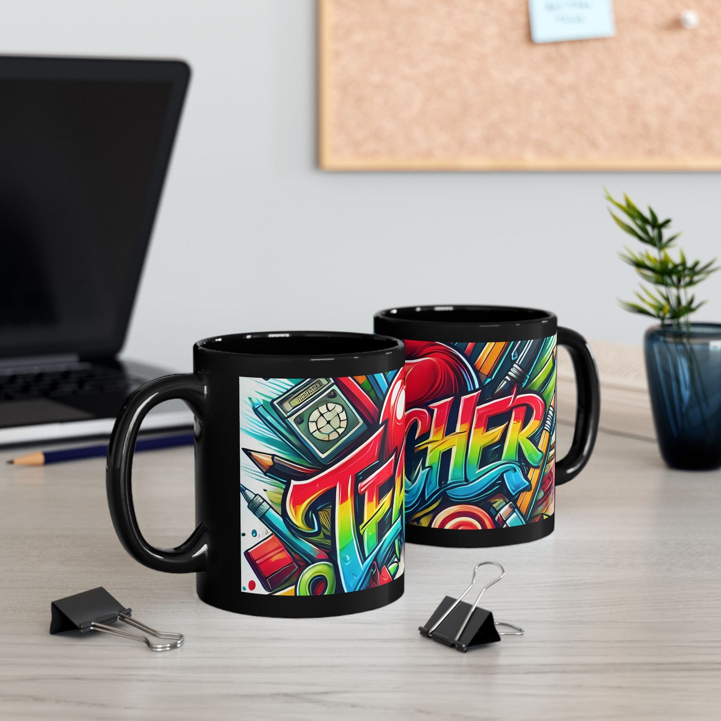 Teacher Graffiti Black Mug 11oz
