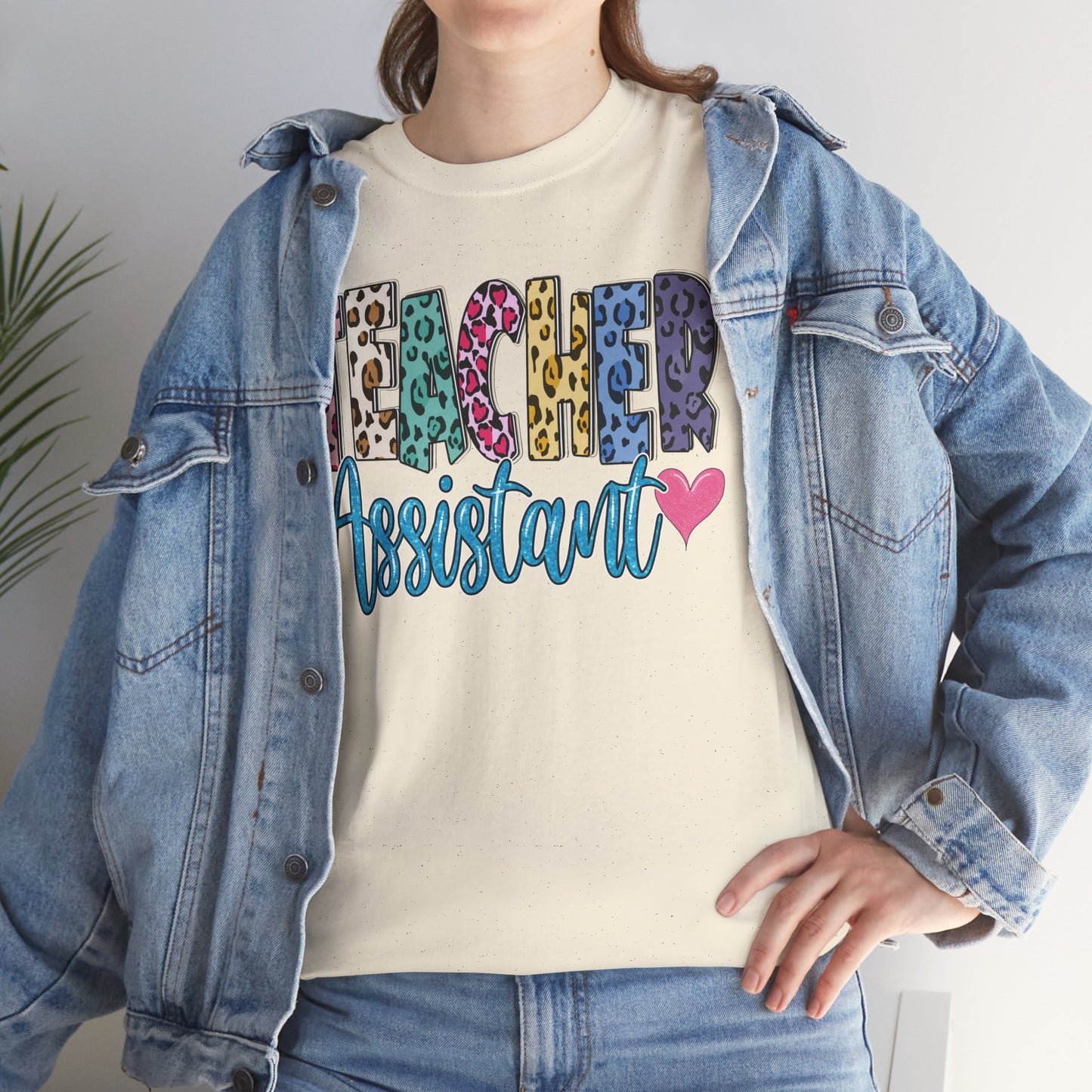 Teacher Assistant Leopard Print Tee — Gildan Heavy Cotton