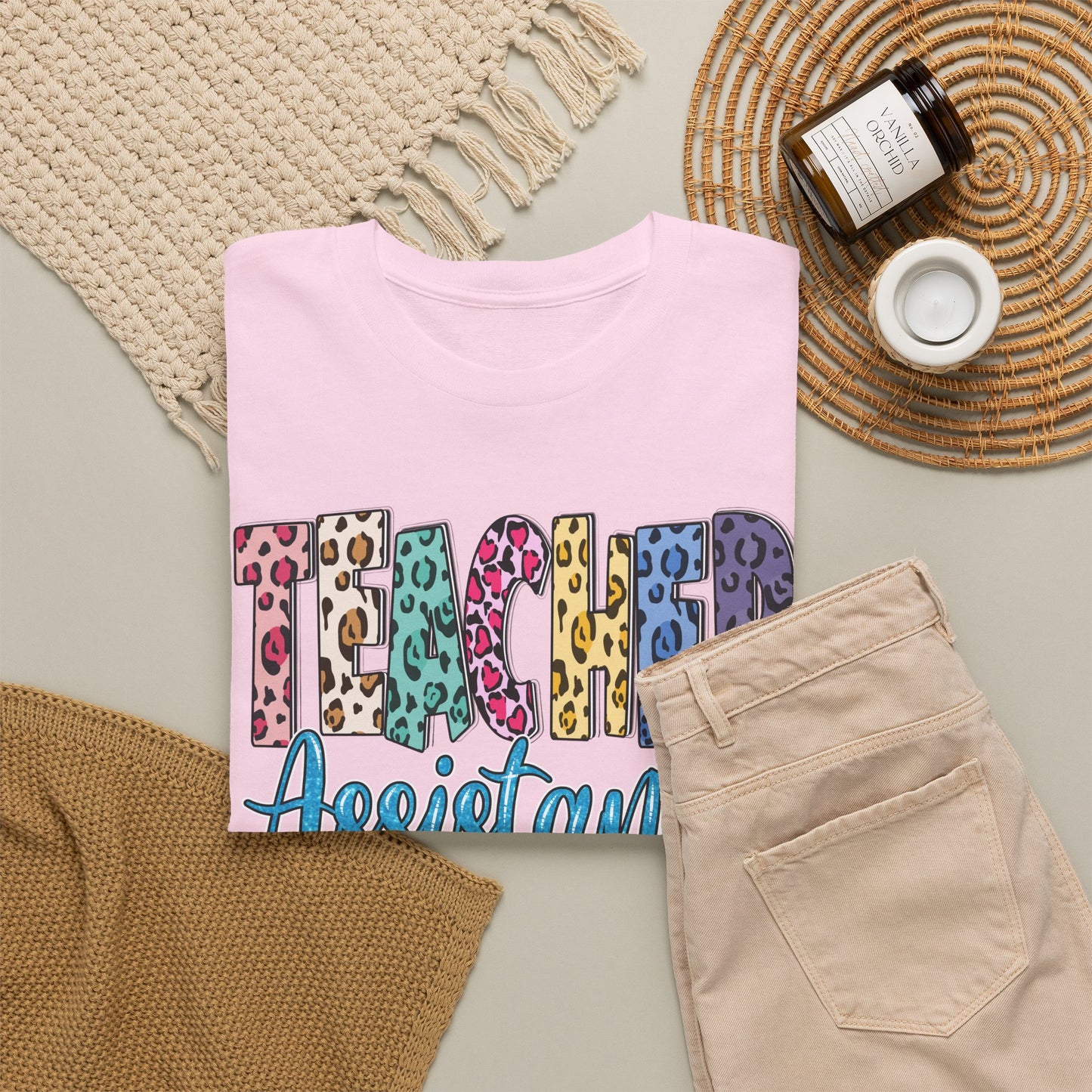 Teacher Assistant Leopard Print Tee — Gildan Heavy Cotton